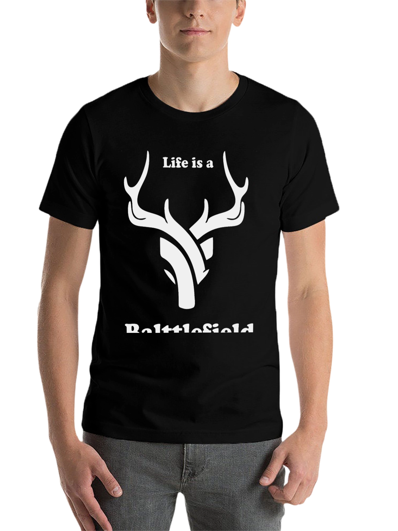 Black Life is a Battlefield Deer Graphic T-Shirt view 7