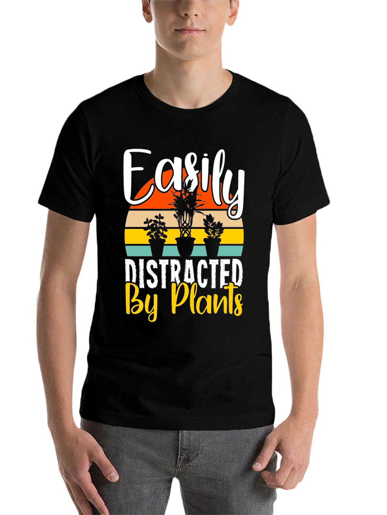 Black Easily Distracted By Plants Graphic T-Shirt view 7