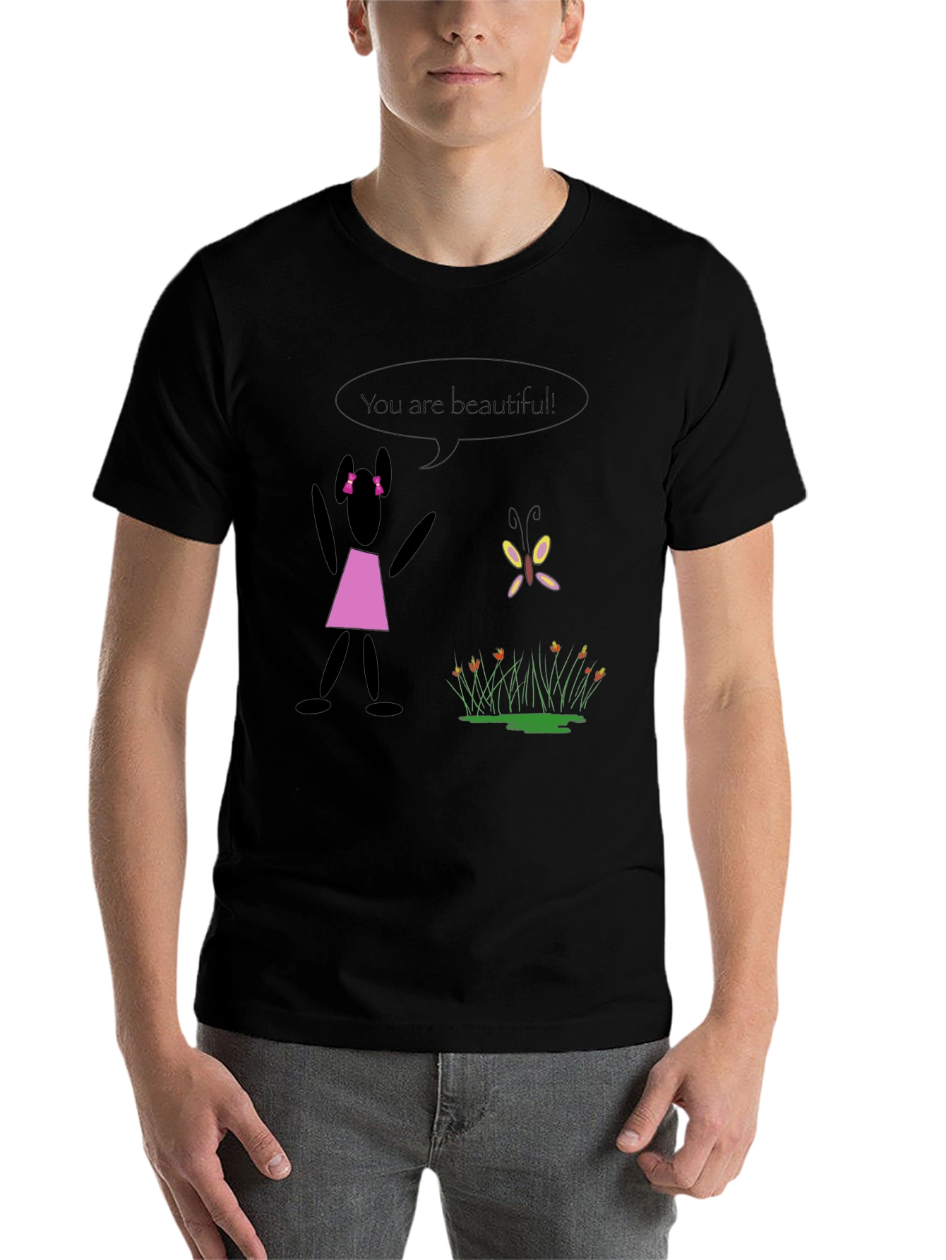Black Unique Graphic Tee: You Are Beautiful view 7