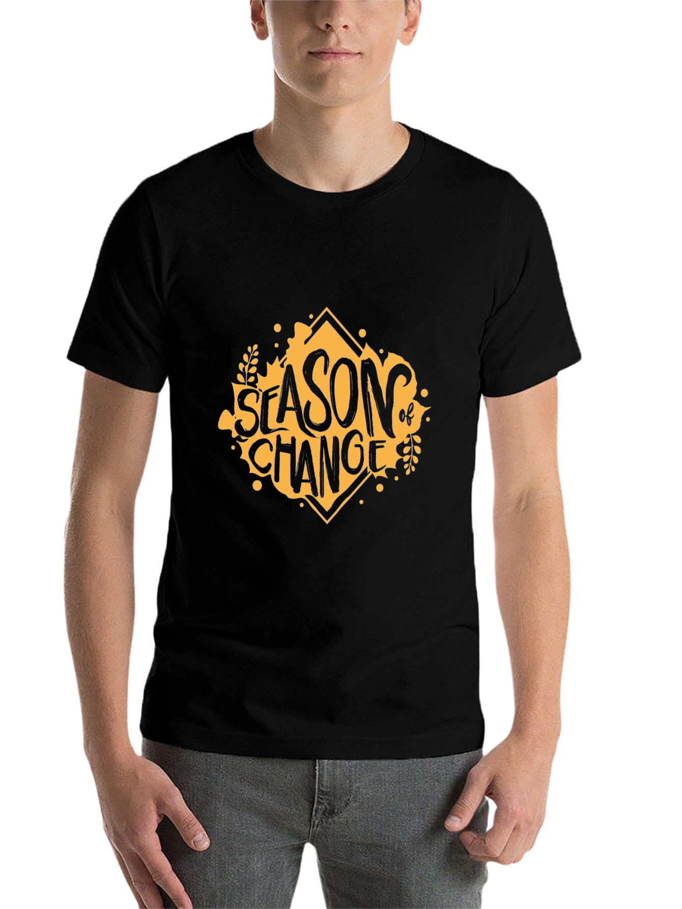 Black Season of Change Graphic Tee - Stylish Black T-Shirt view 7