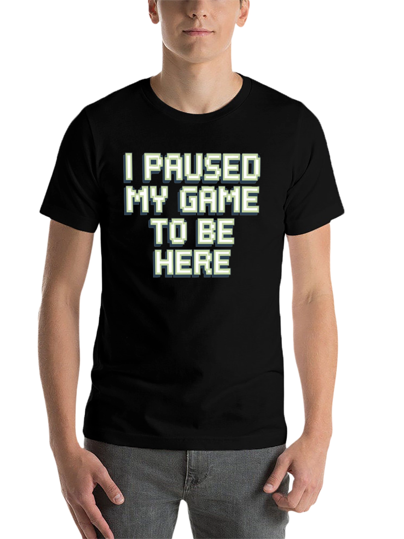 Black Gamer T-Shirt: I Paused My Game To Be Here view 7