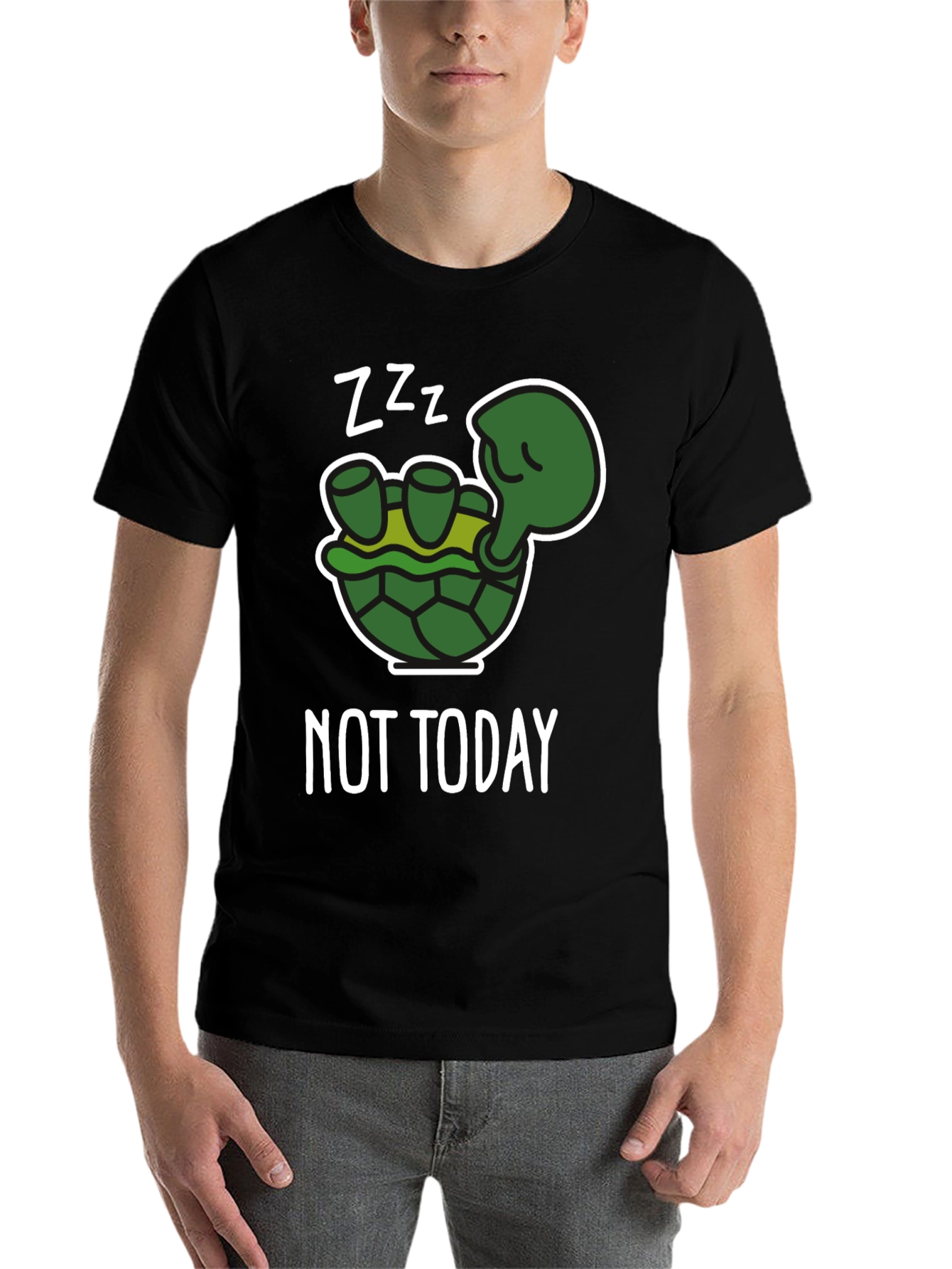 Black Funny Turtle "Not Today" Graphic T-Shirt view 7