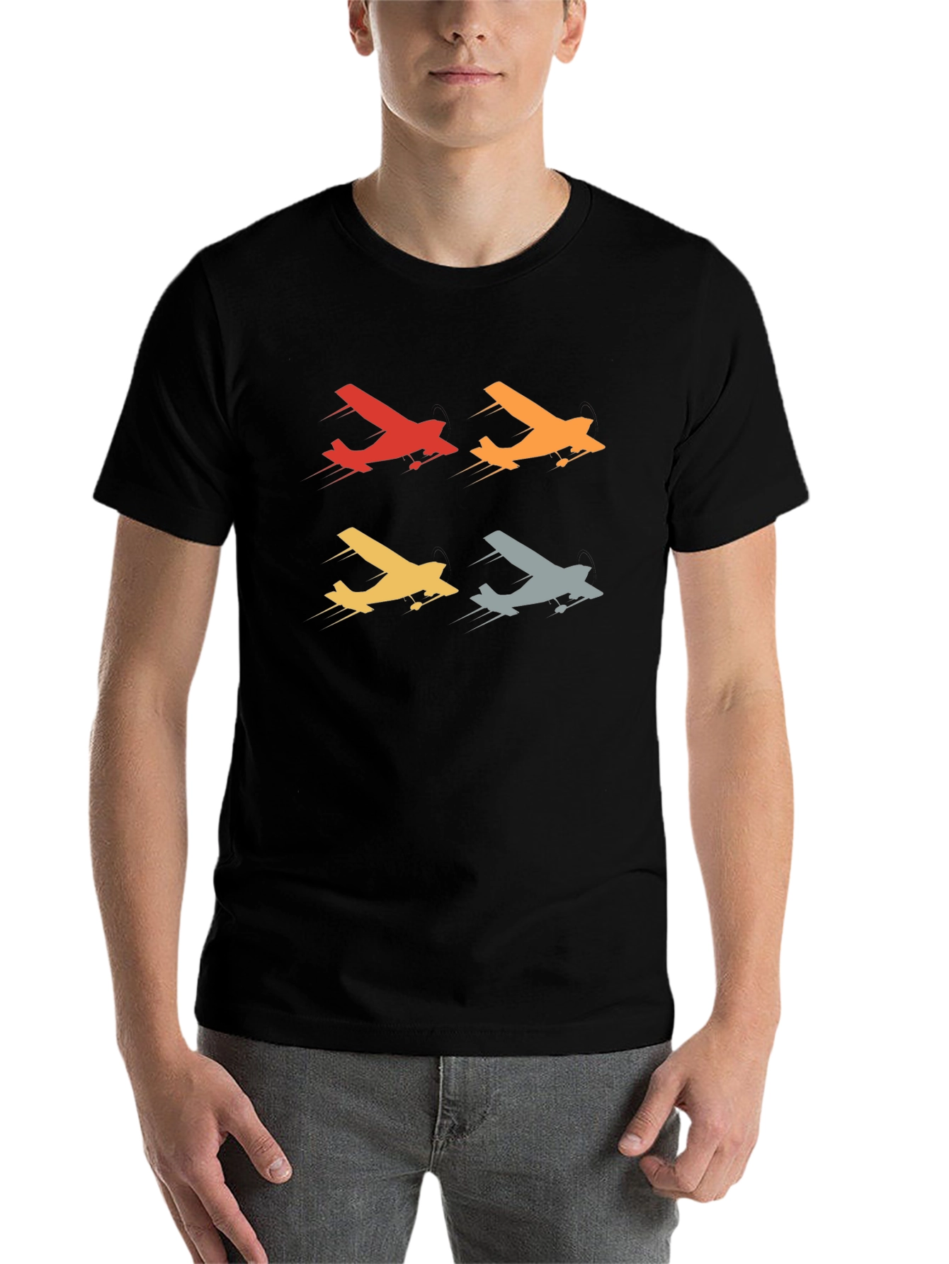 Black Retro Airplane T-Shirt - Vintage Aviation Design view 7