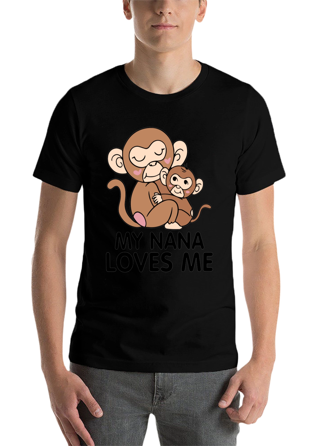 Black My Nana Loves Me Monkey Graphic T-Shirt view 7