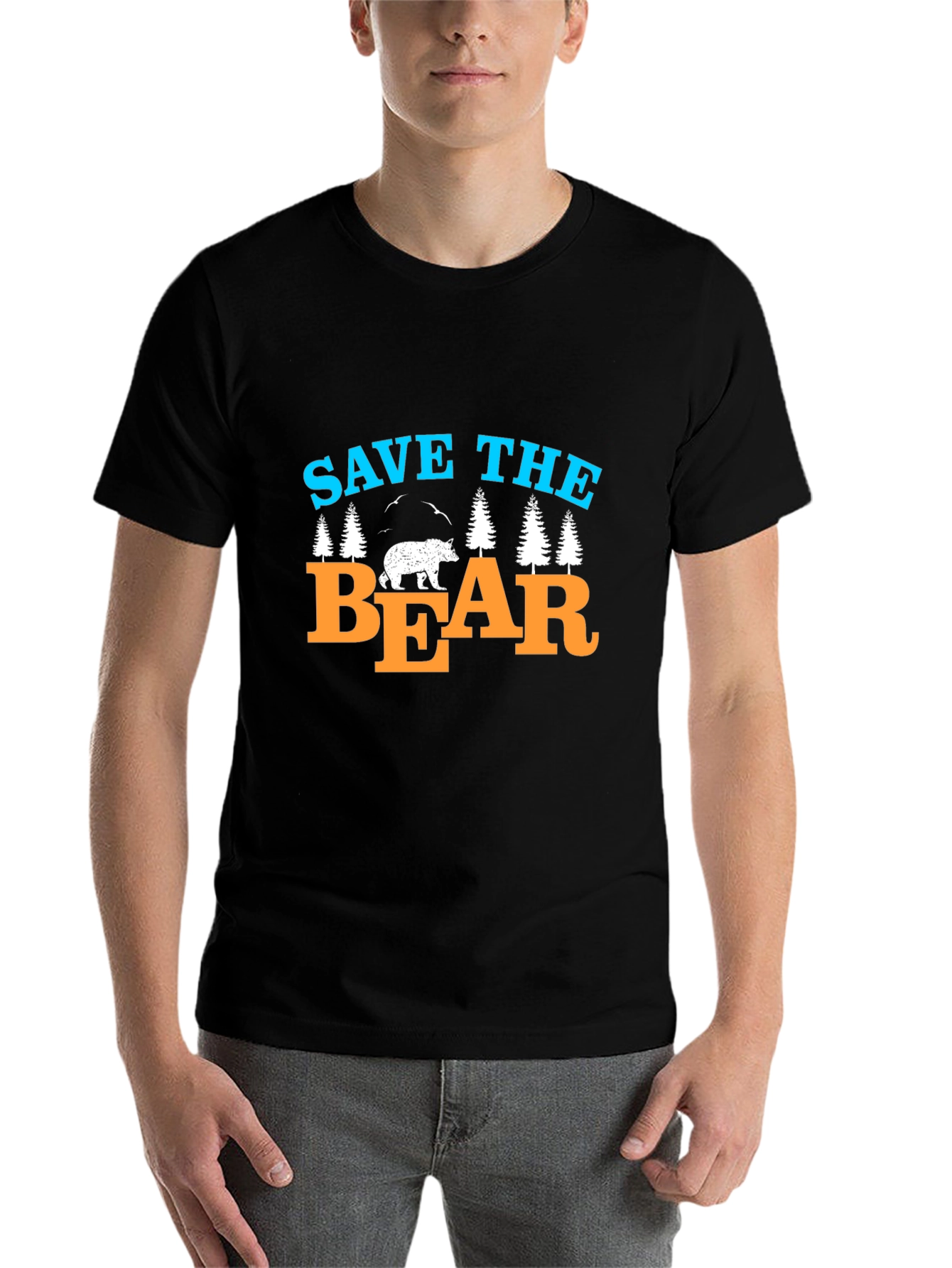 Black Save The Bear T-Shirt Black Graphic Tee view 7