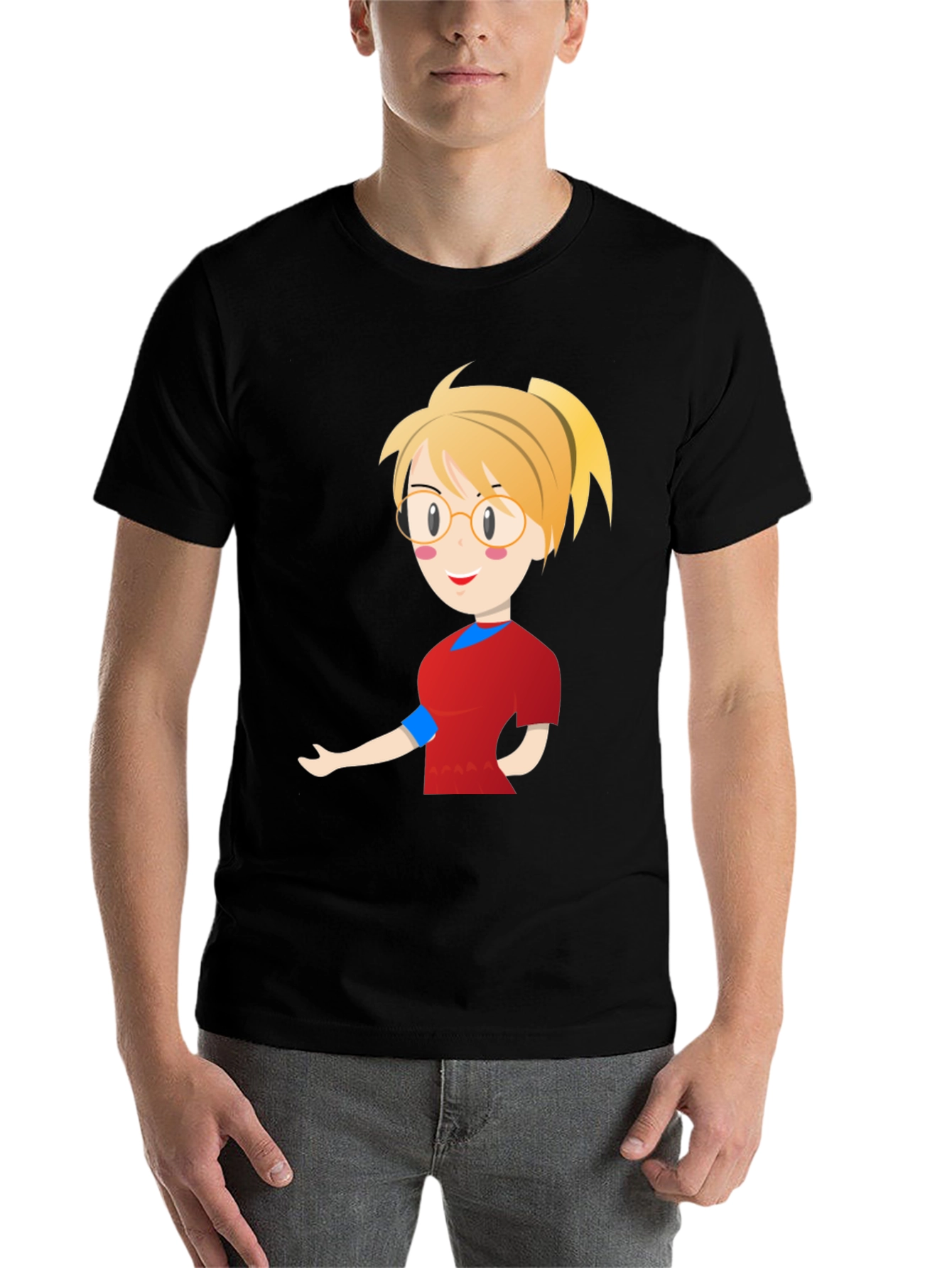 Black Cartoon Girl Black T-Shirt view 7
