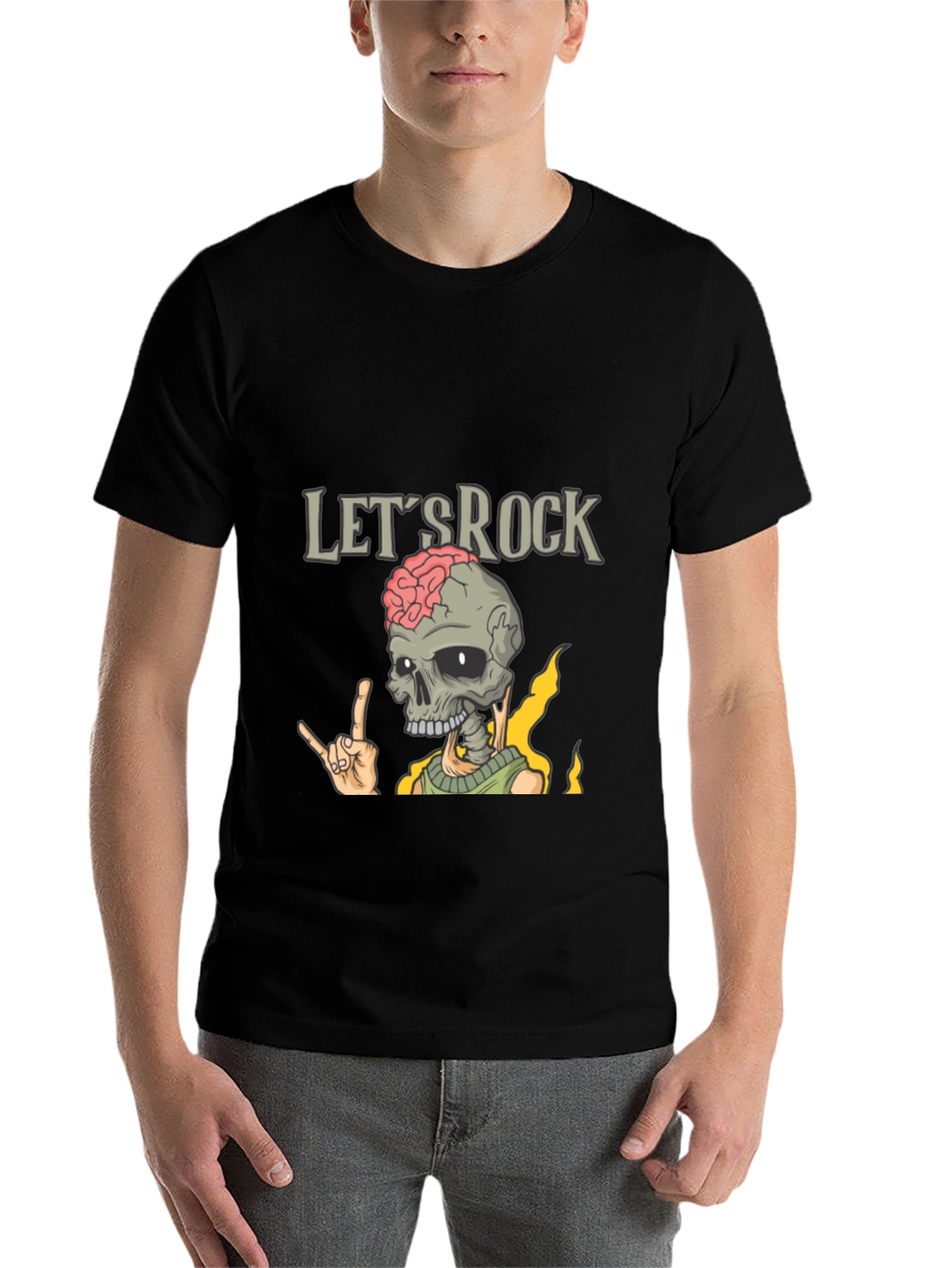 Black Let's Rock Skeleton T-Shirt view 7