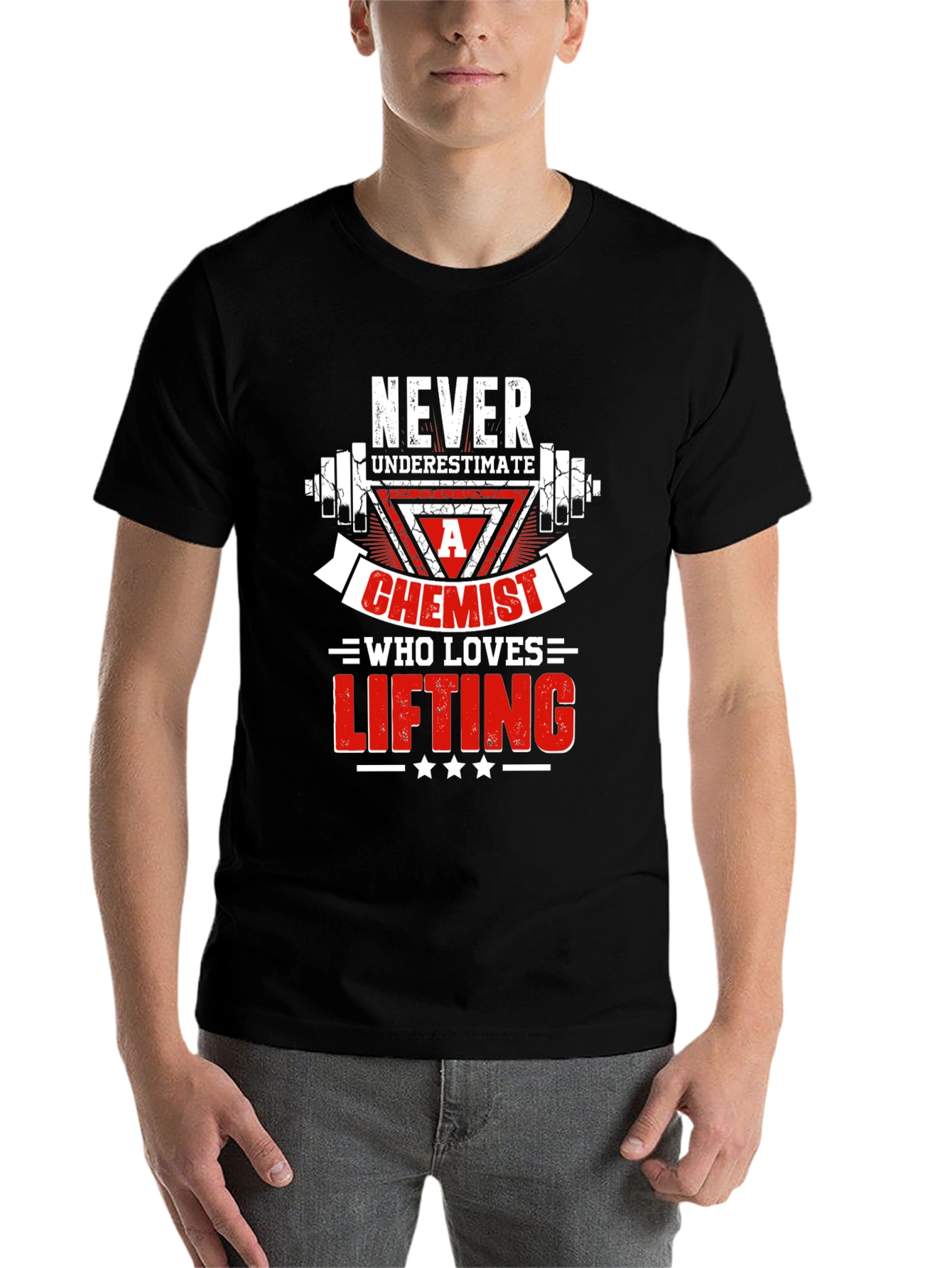 Black Chemist Who Loves Lifting Black T-Shirt view 7
