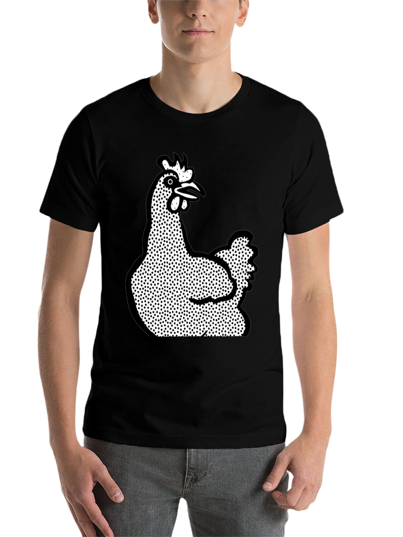 Black Quirky Chicken Graphic T-Shirt - Black view 7