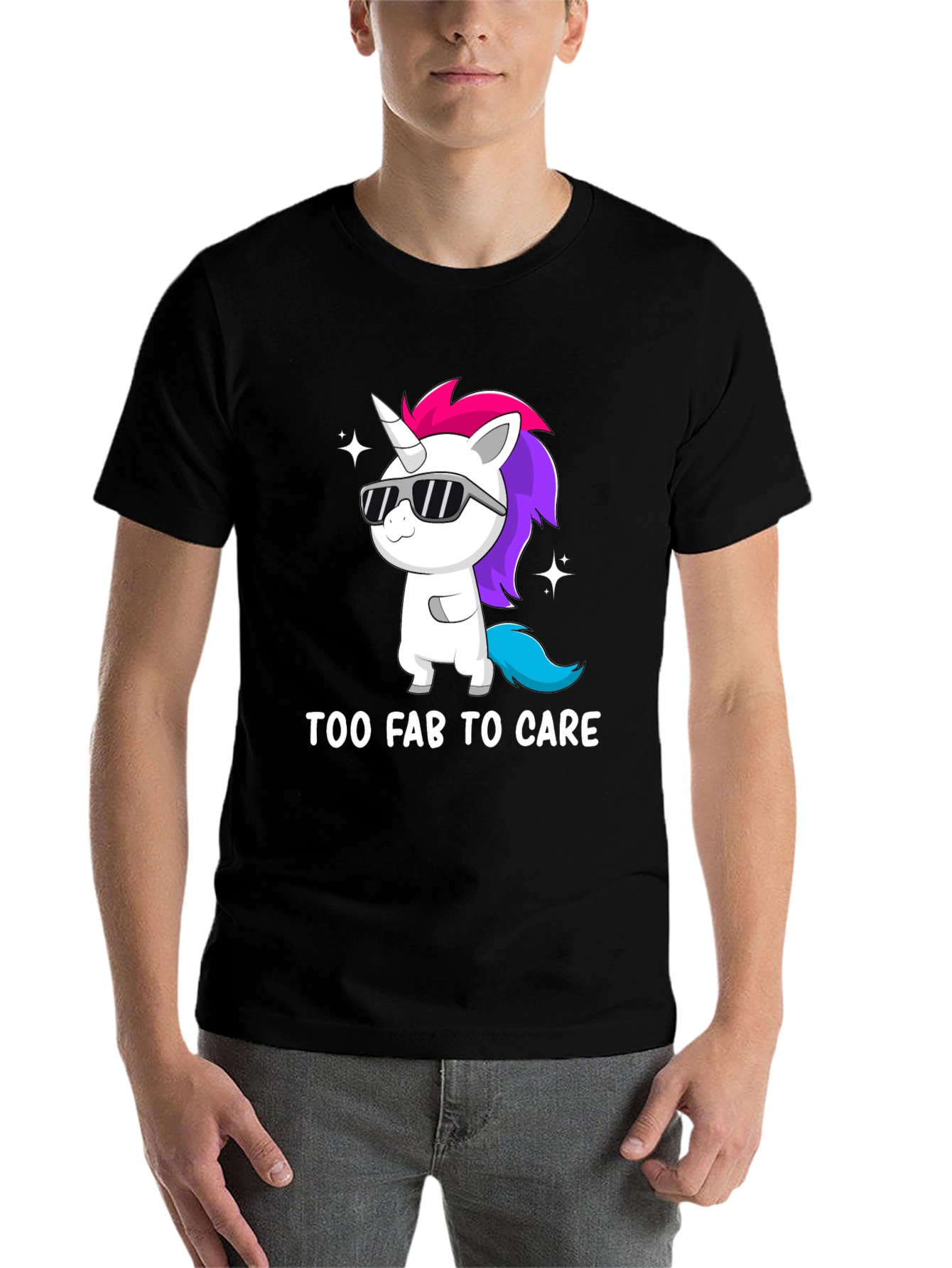 Black Too Fab to Care Unicorn Graphic Tee view 7