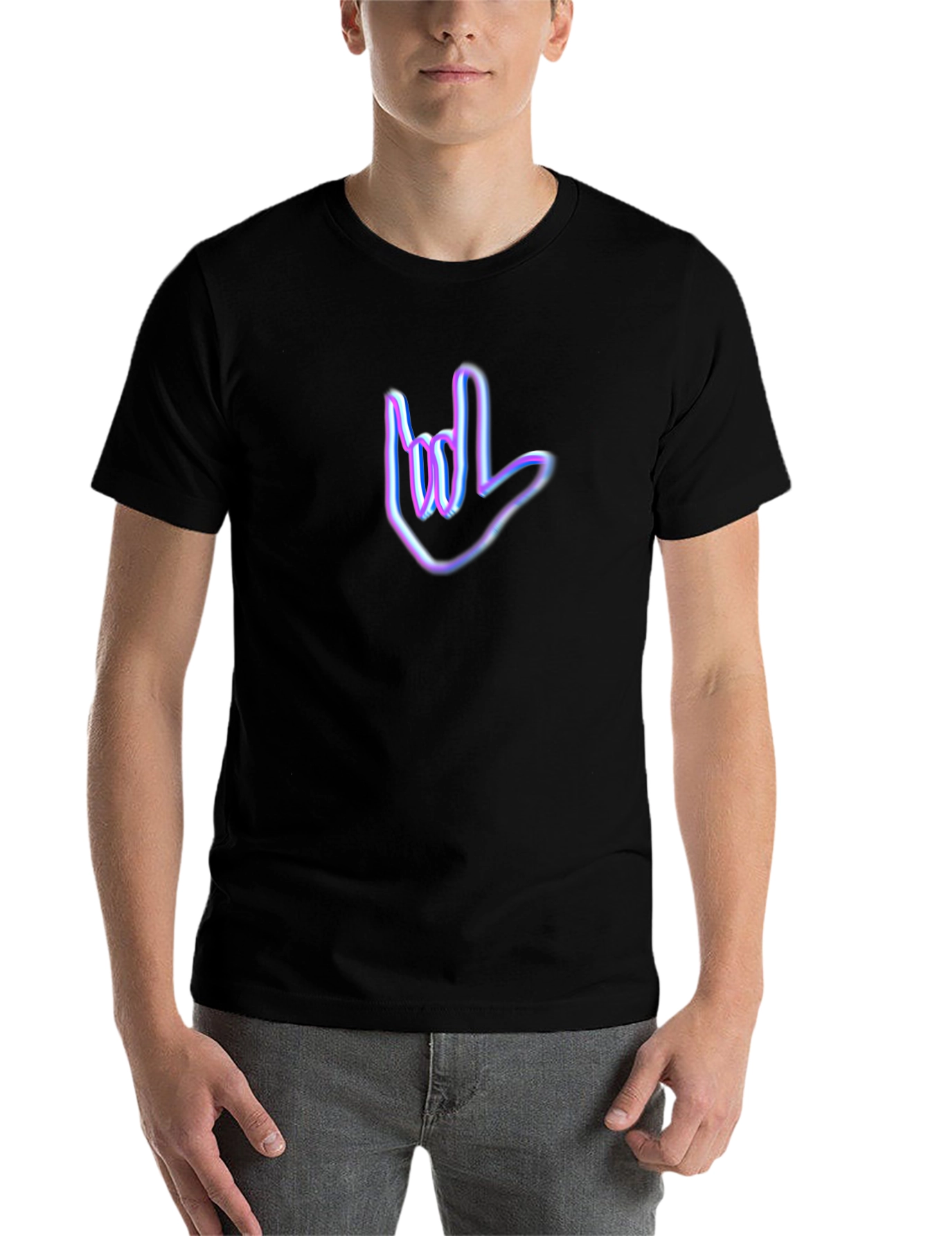 Black Neon Sign Language Graphic Tee view 7