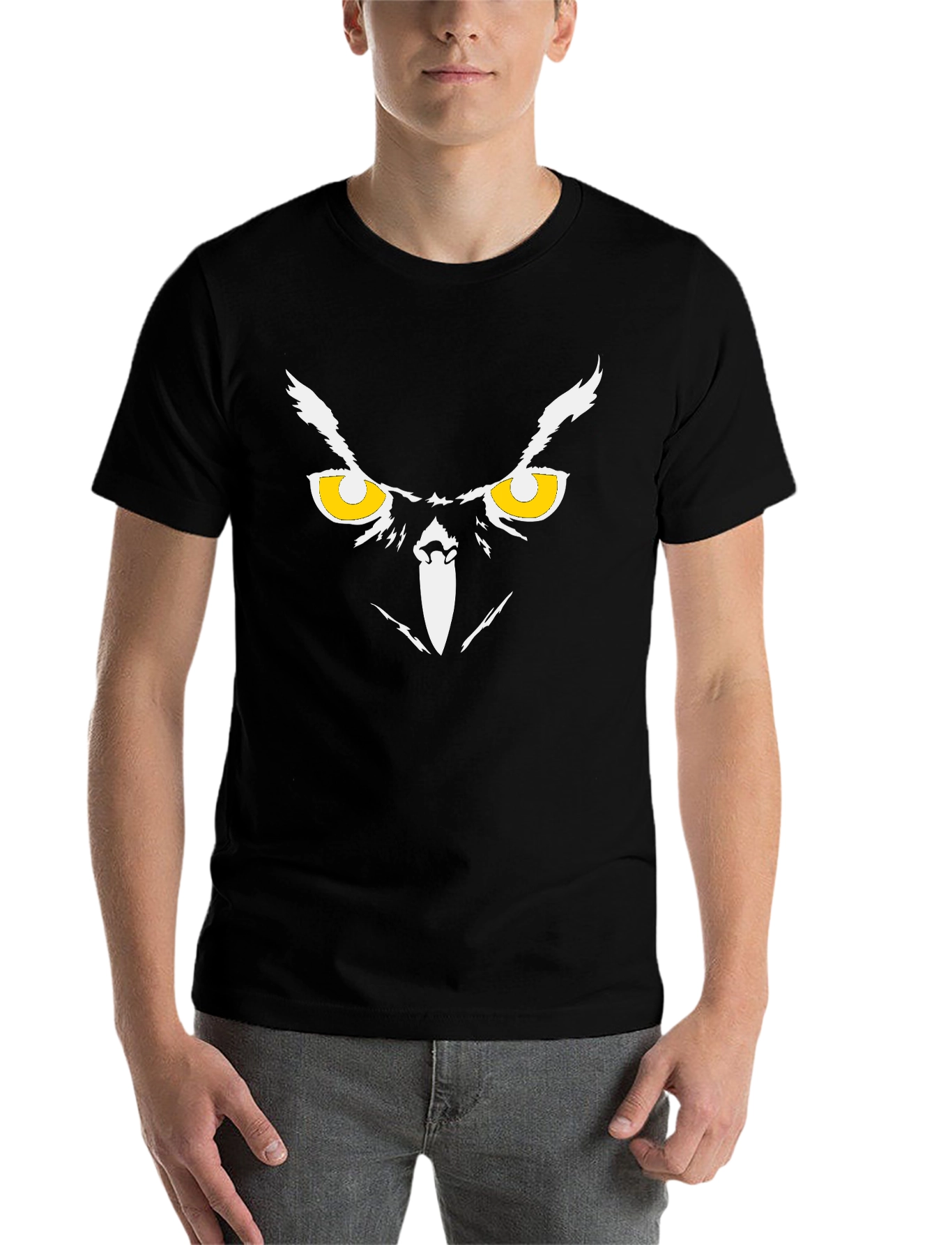 Black Owl Eyes Graphic Black T-Shirt view 7