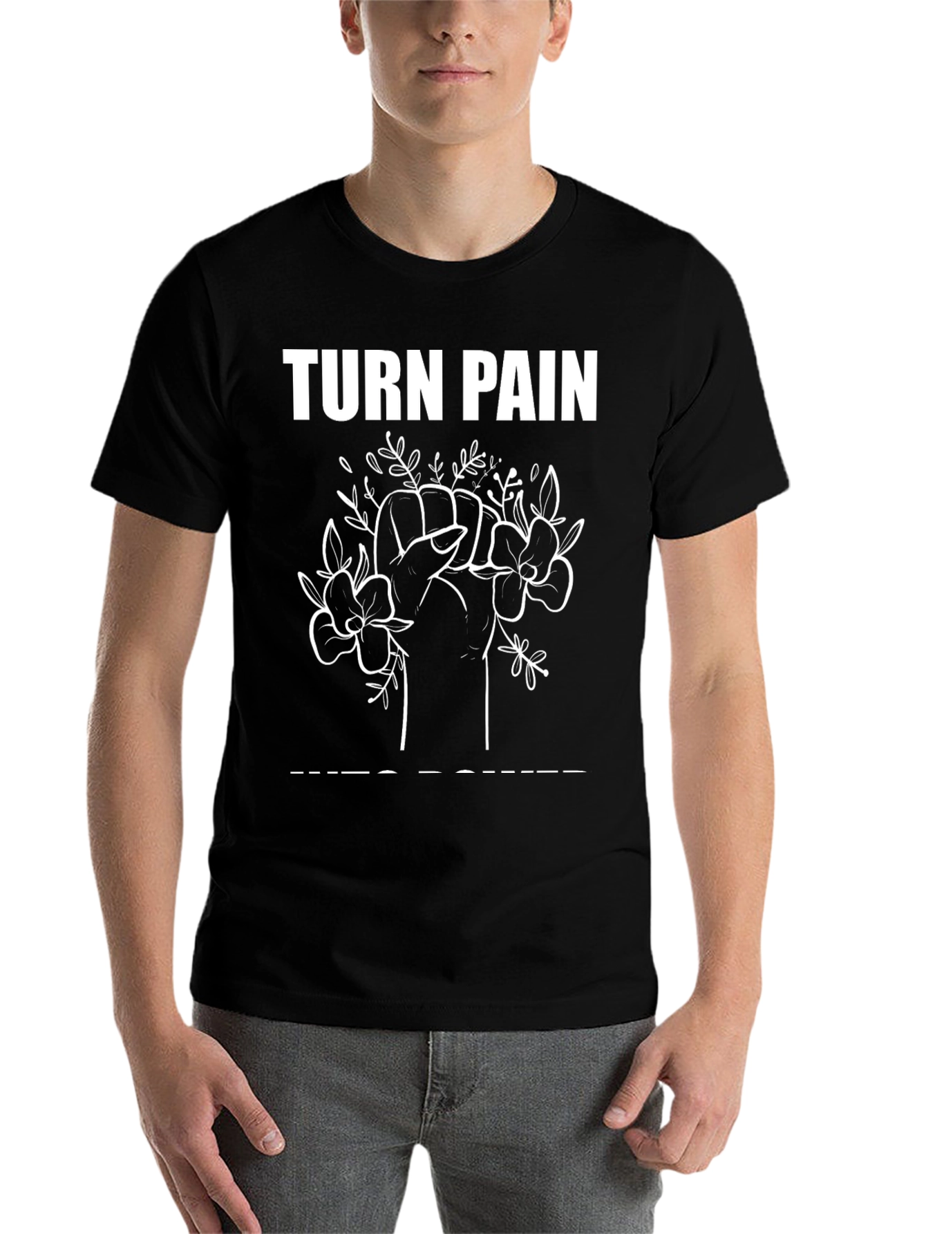 Black Turn Pain Into Power Graphic Tee view 7