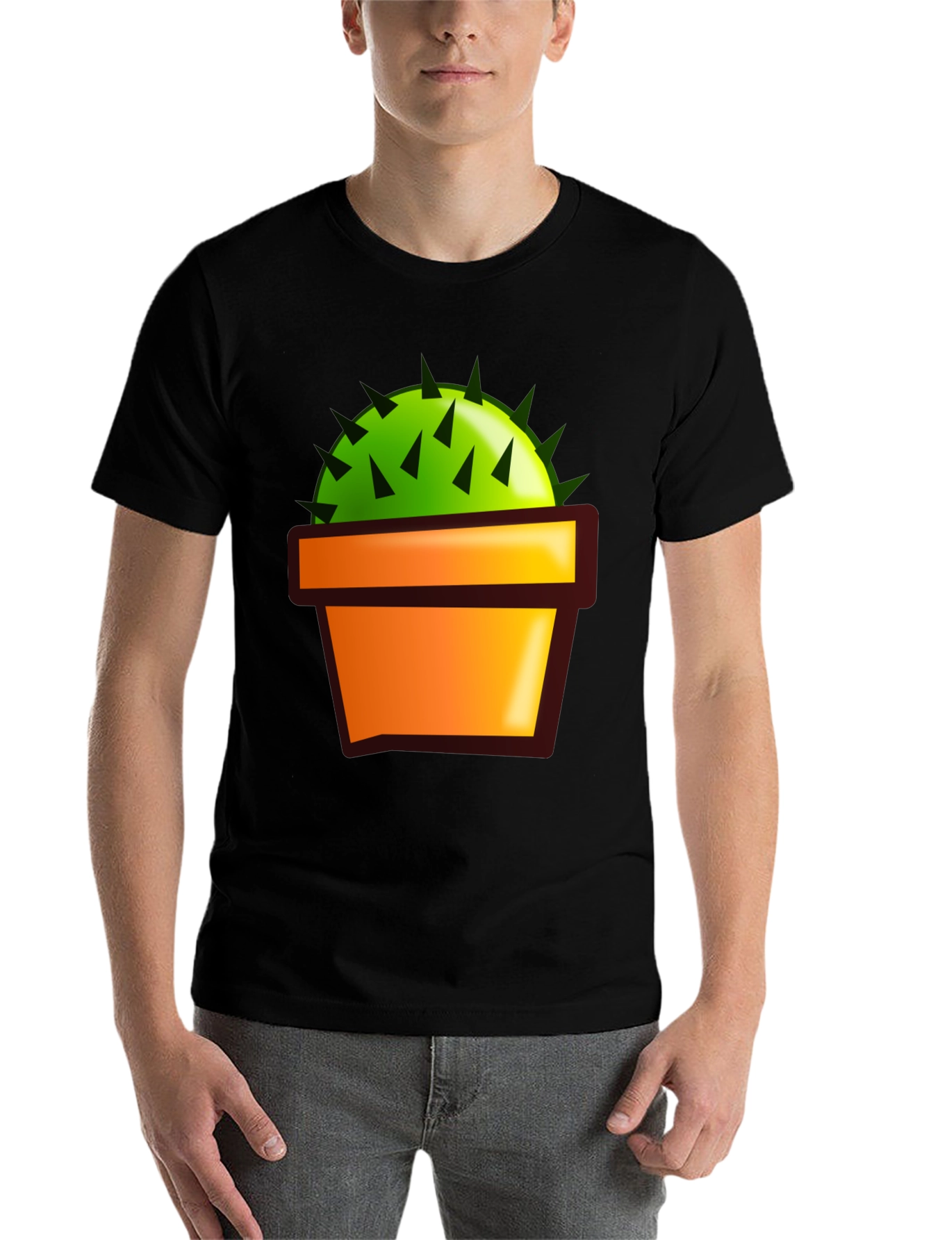 Black Cactus in Pot Graphic T-Shirt - Black view 7