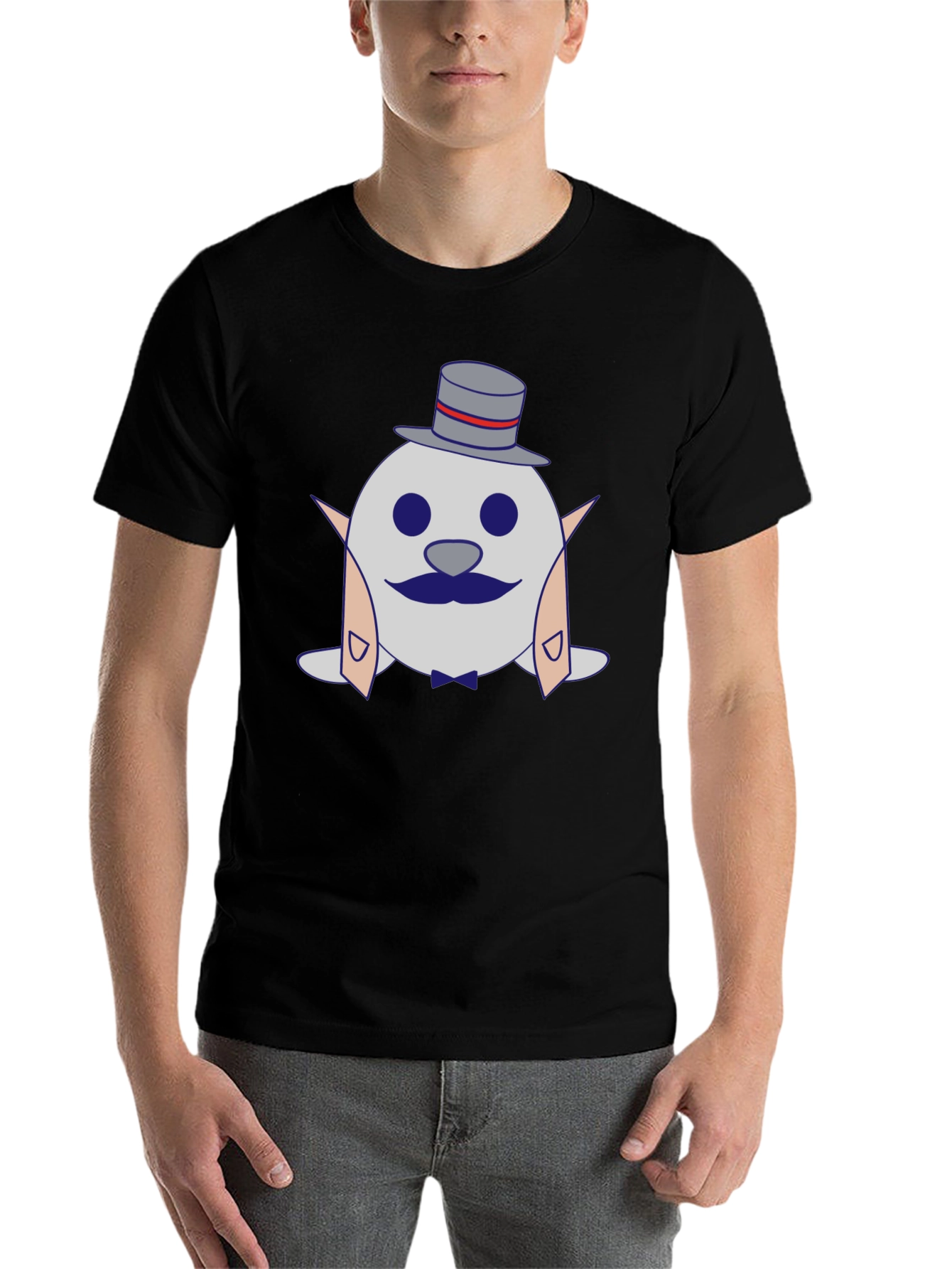 Black Dapper Seal T-Shirt - Cartoon Tuxedo Design view 7