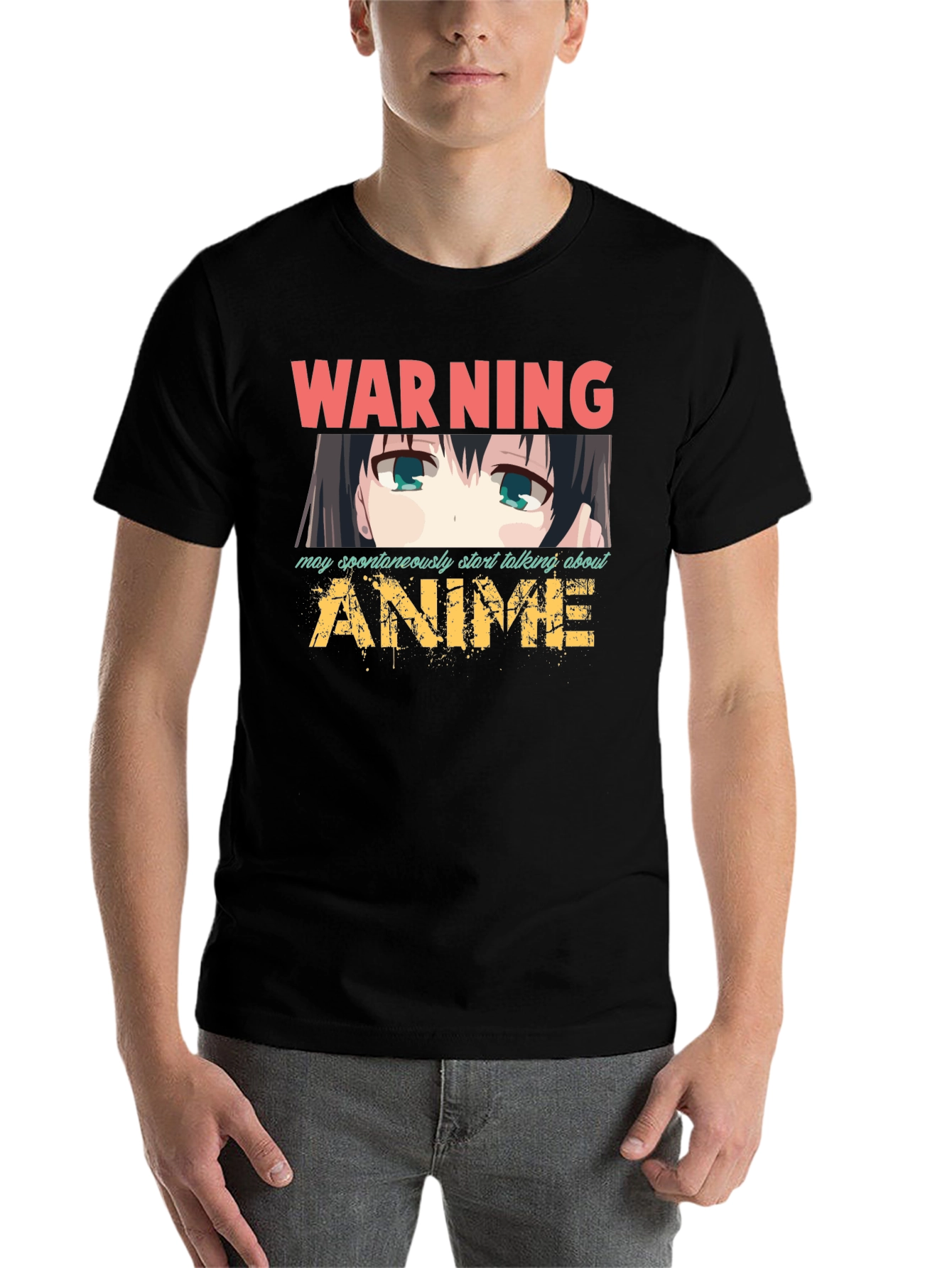 Black Warning Anime T-Shirt view 7