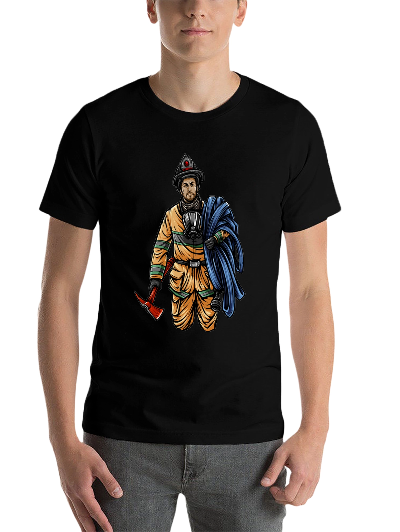 Black Firefighter Graphic Tee - Heroic Design view 7