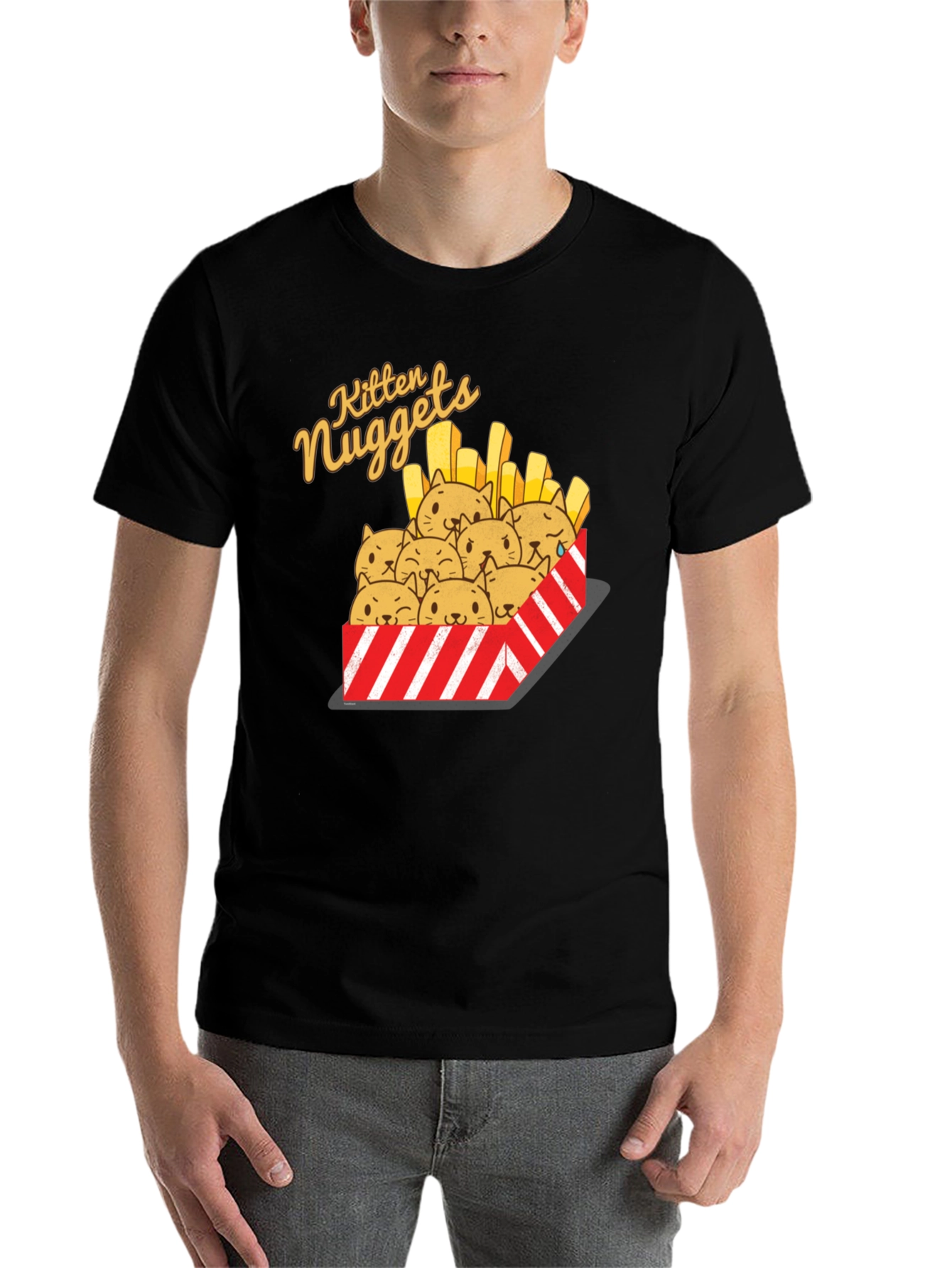 Black Kitten Nuggets Graphic T-Shirt view 7