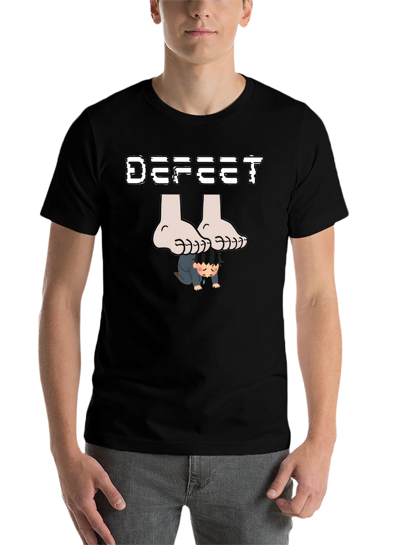 Black Defeet Funny Graphic T-Shirt view 7