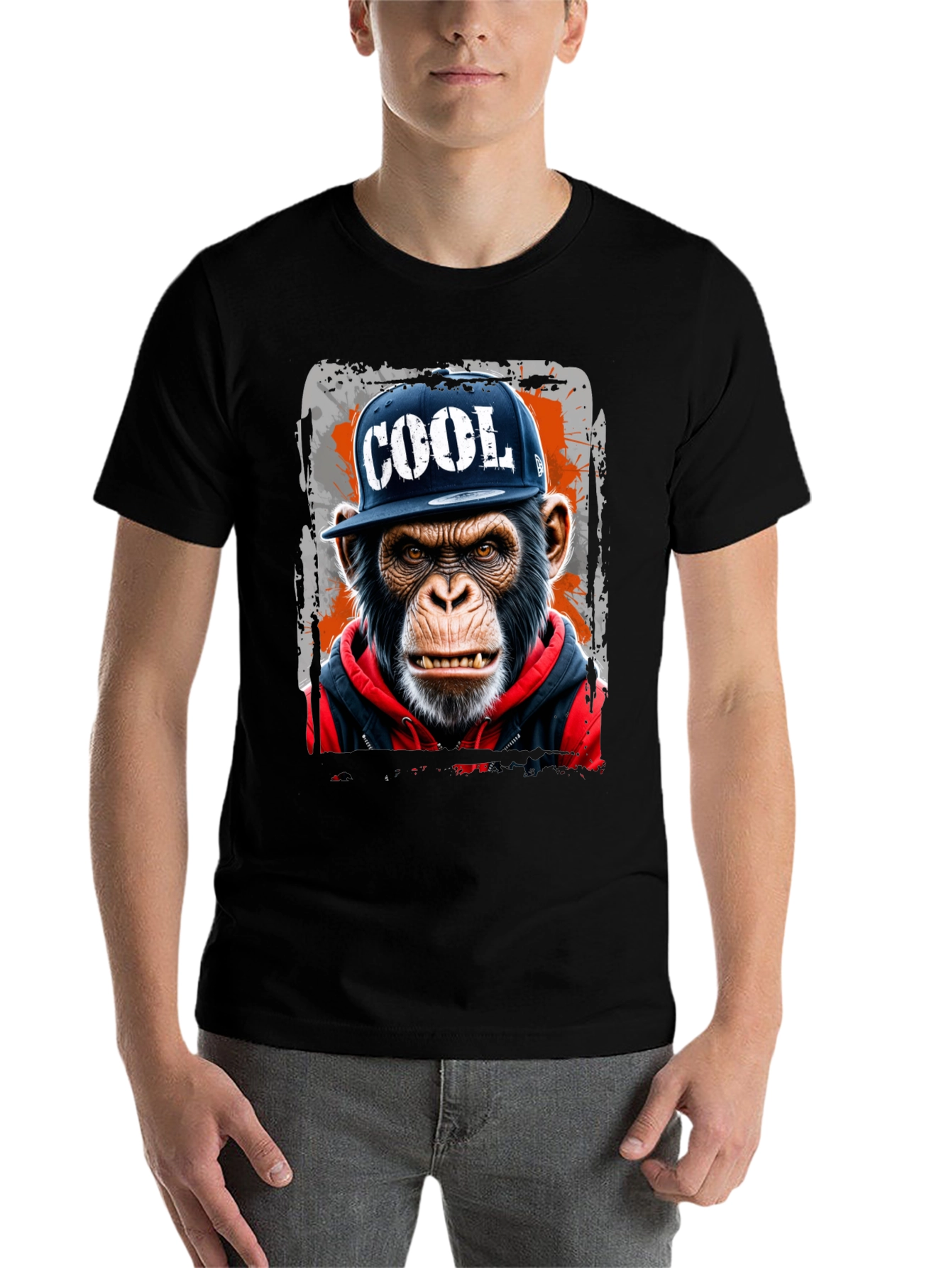Black Cool Ape Graphic Tee - Urban Style T-Shirt view 7