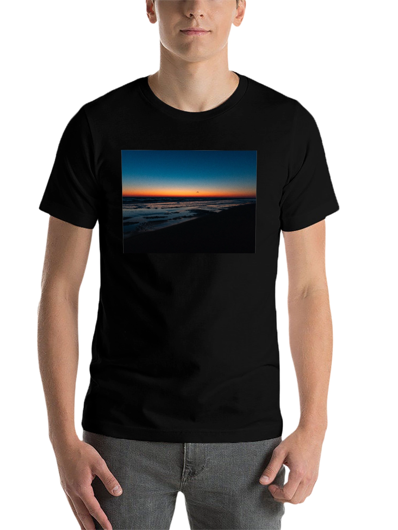 Black Sunset Beach Graphic Tee - Comfort Fit Black T-Shirt view 7