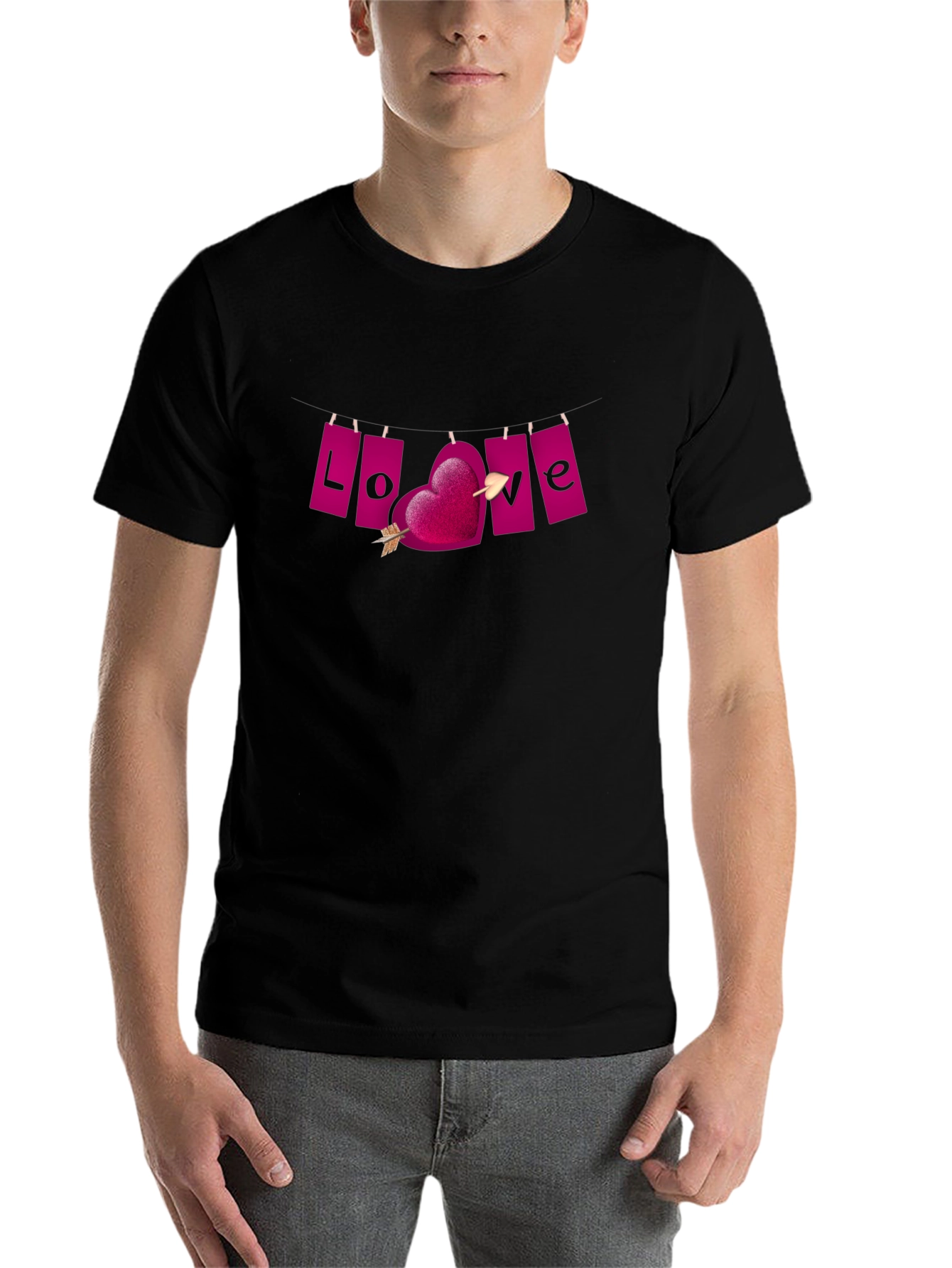Black Love Arrow Heart T-Shirt - Valentine's Day Tee view 7