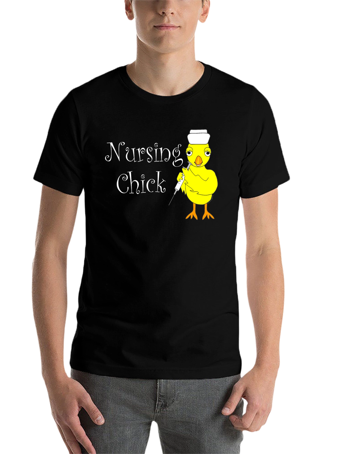Black Nursing Chick T-Shirt - Funny Nurse Apparel view 7