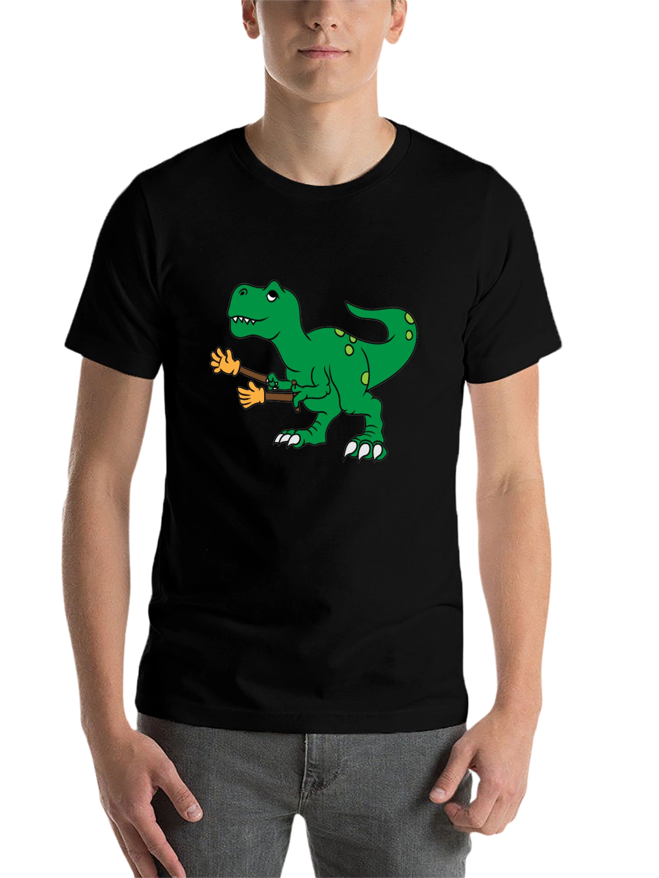 Black Dinosaur T-Rex with Fake Arms Funny Graphic Tee view 7