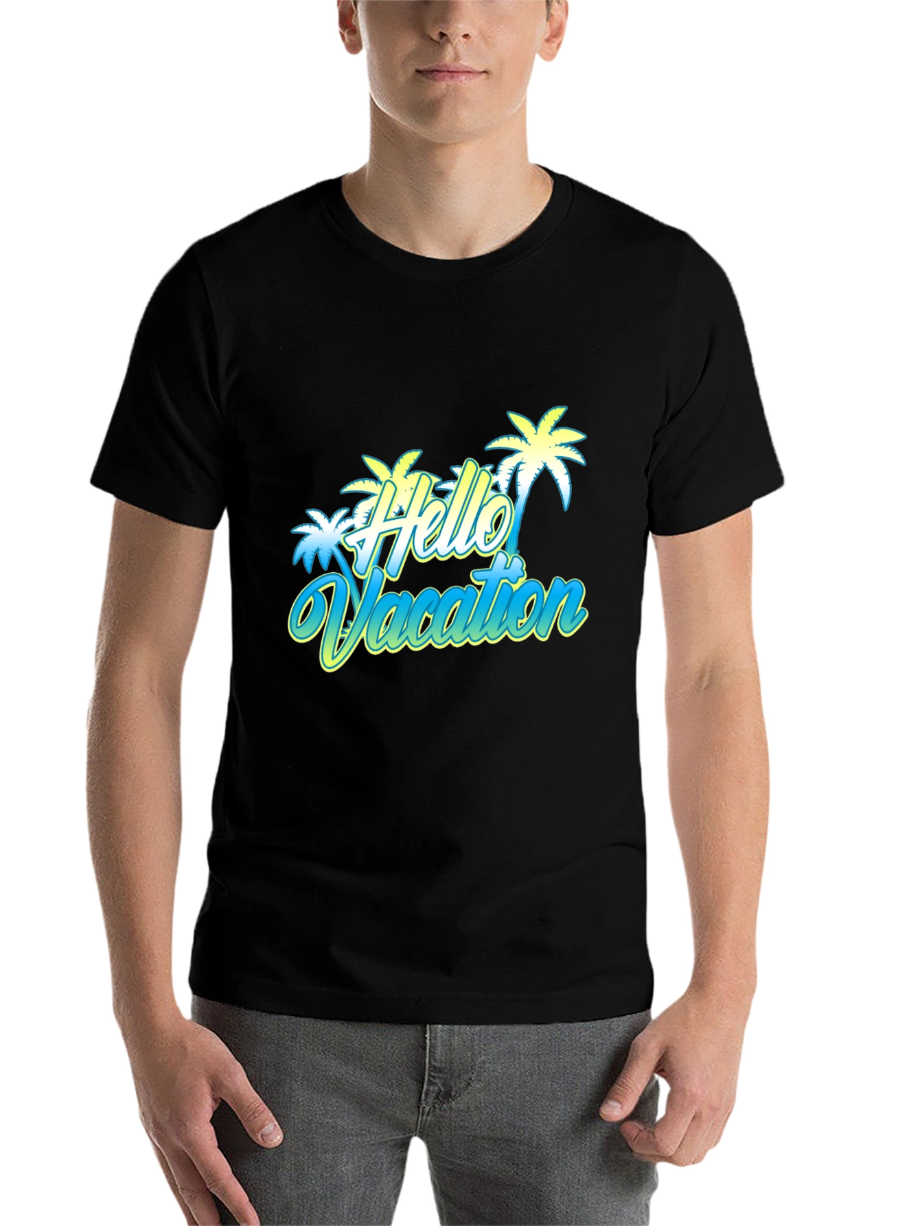Black Hello Vacation Graphic T-Shirt view 7