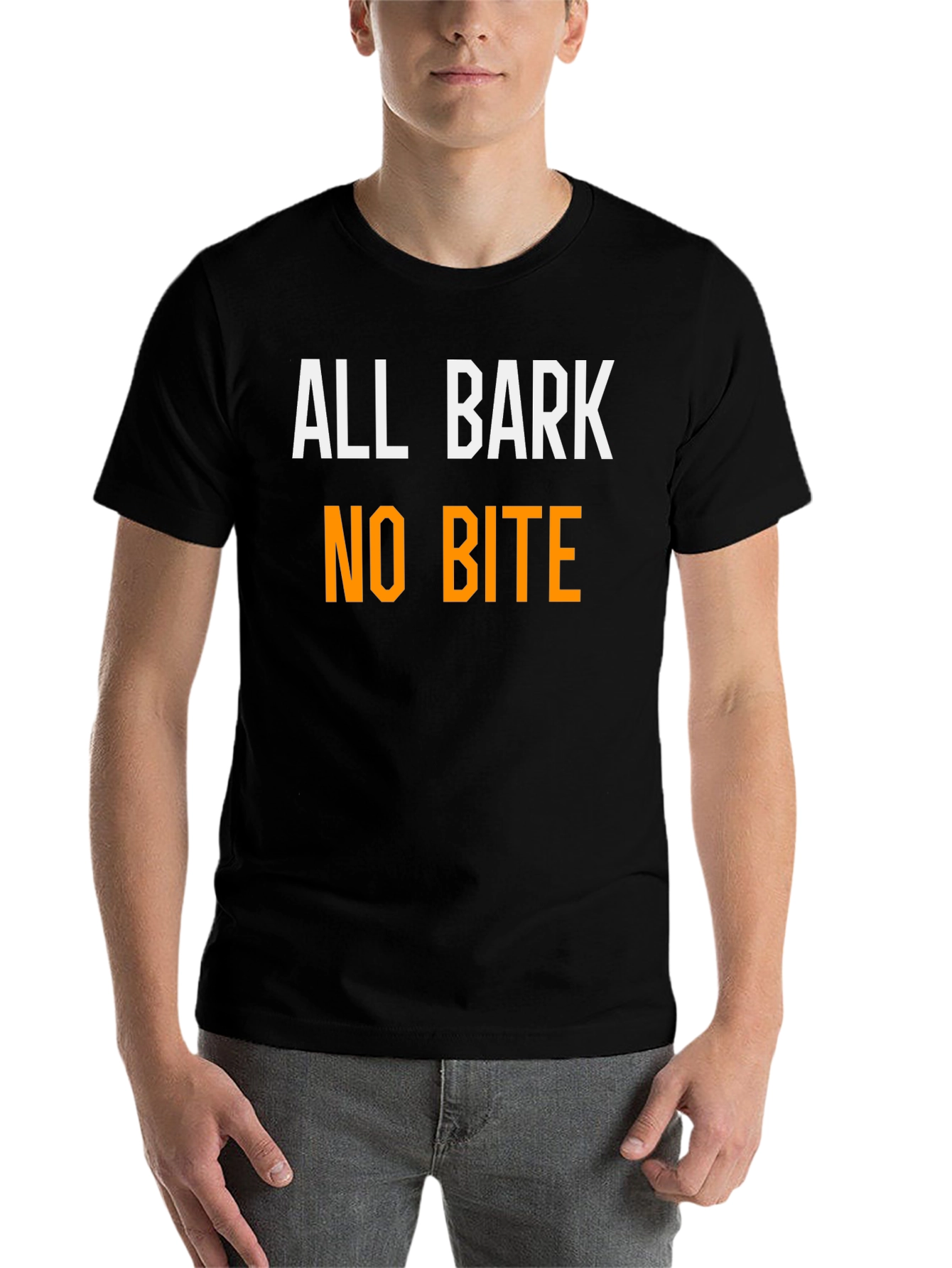Black All Bark No Bite Funny T-Shirt view 7