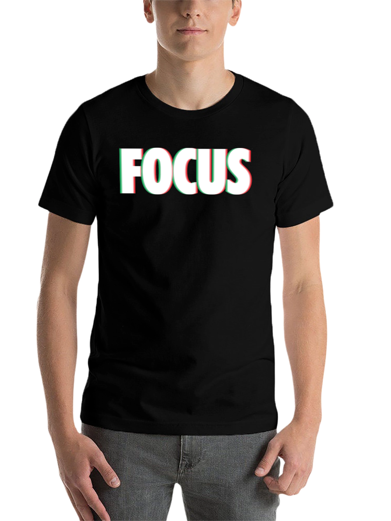 Black Focus Graphic Print Men's Black T-Shirt view 7