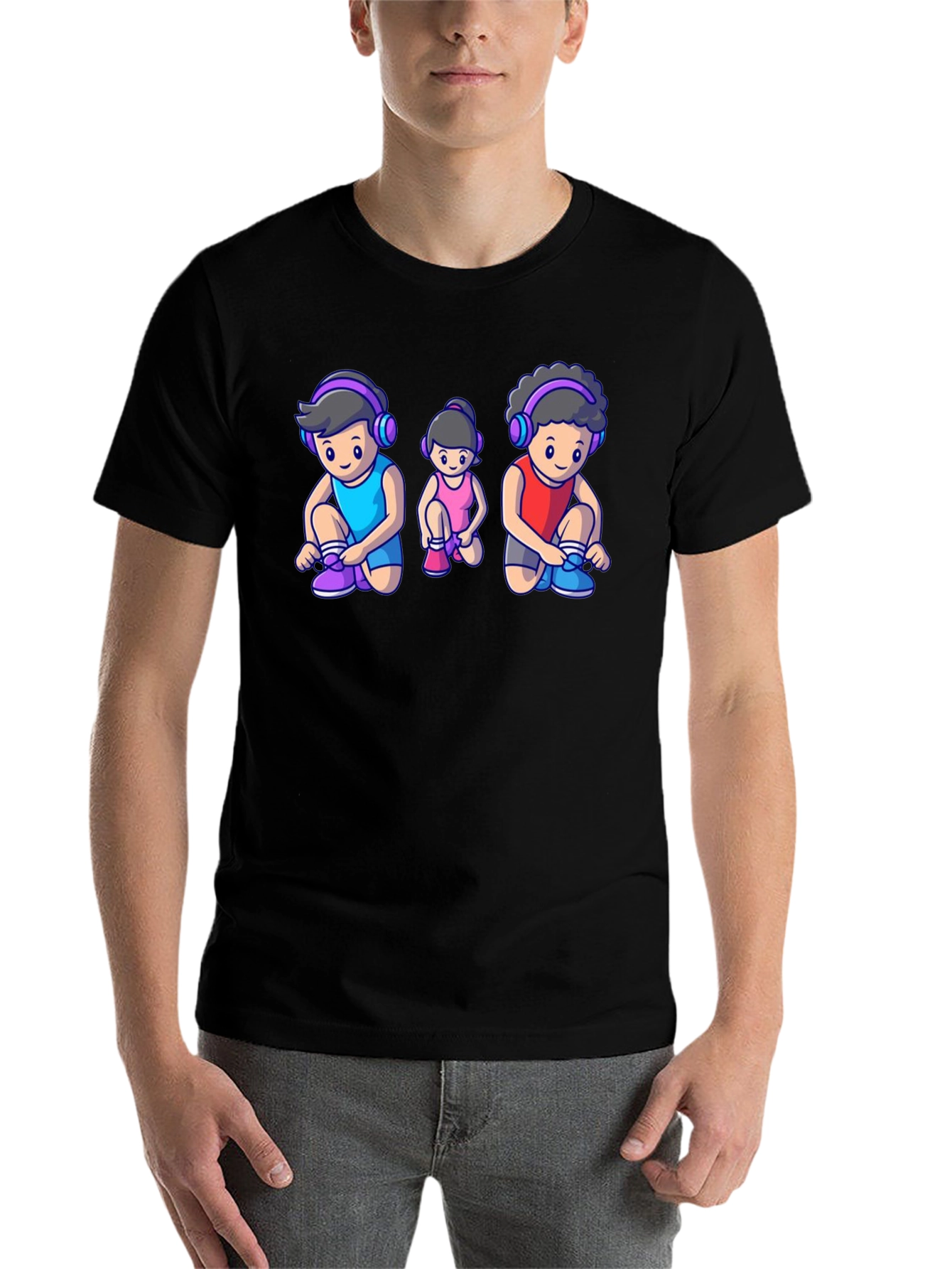 Black Cartoon Family Black T-Shirt view 7