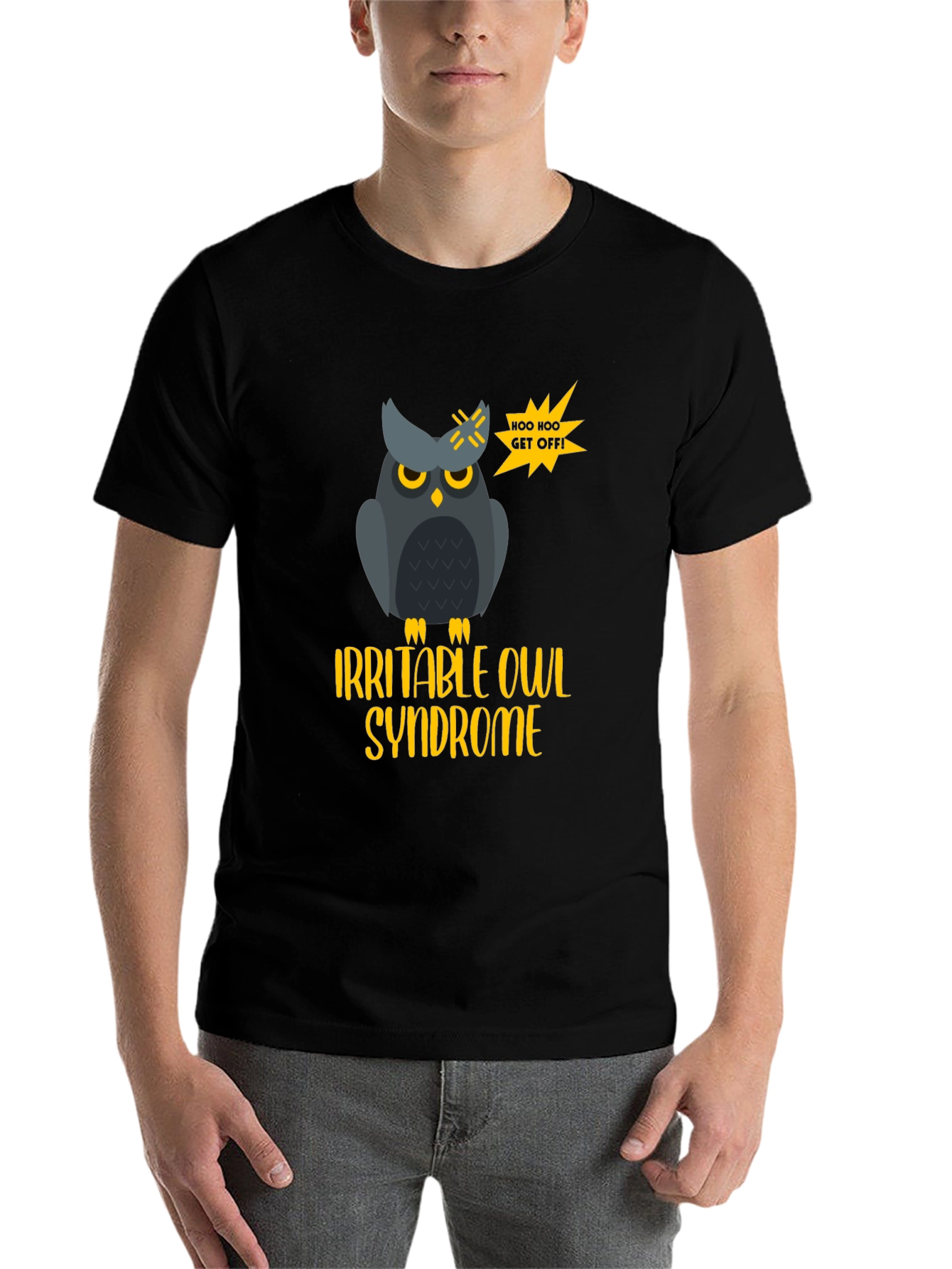 Black Irritable Owl Syndrome T-Shirt view 7