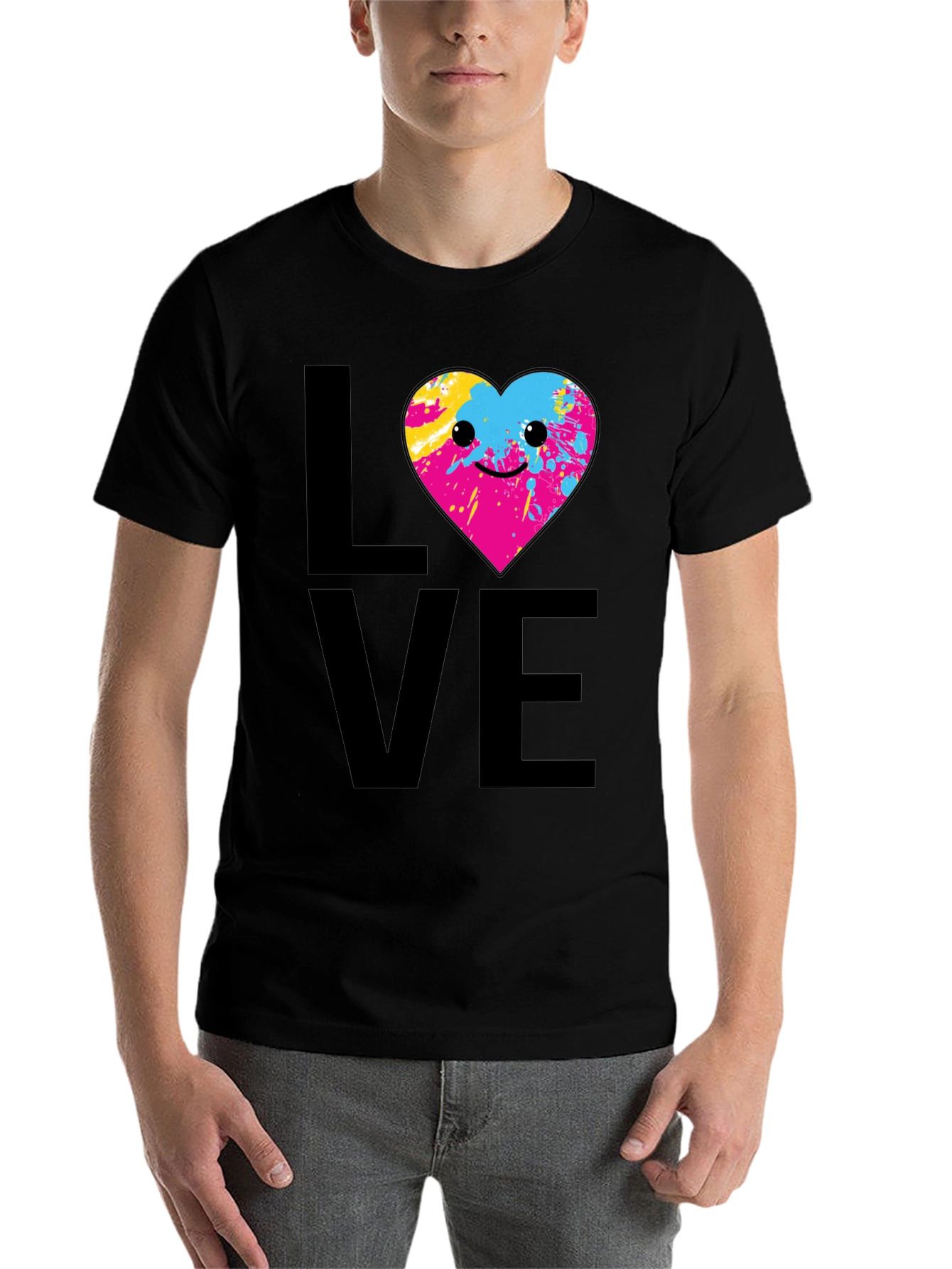 Black Love Heart Graphic Tee - Fun & Unique Design view 7