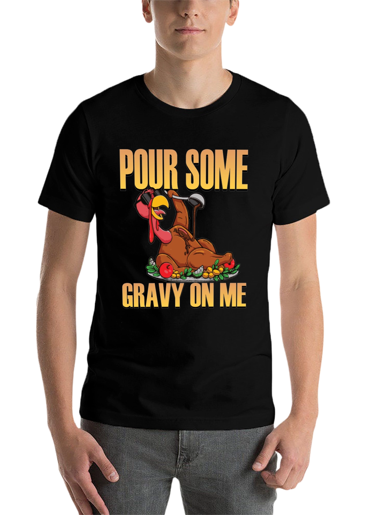Black Pour Some Gravy On Me T-Shirt view 7