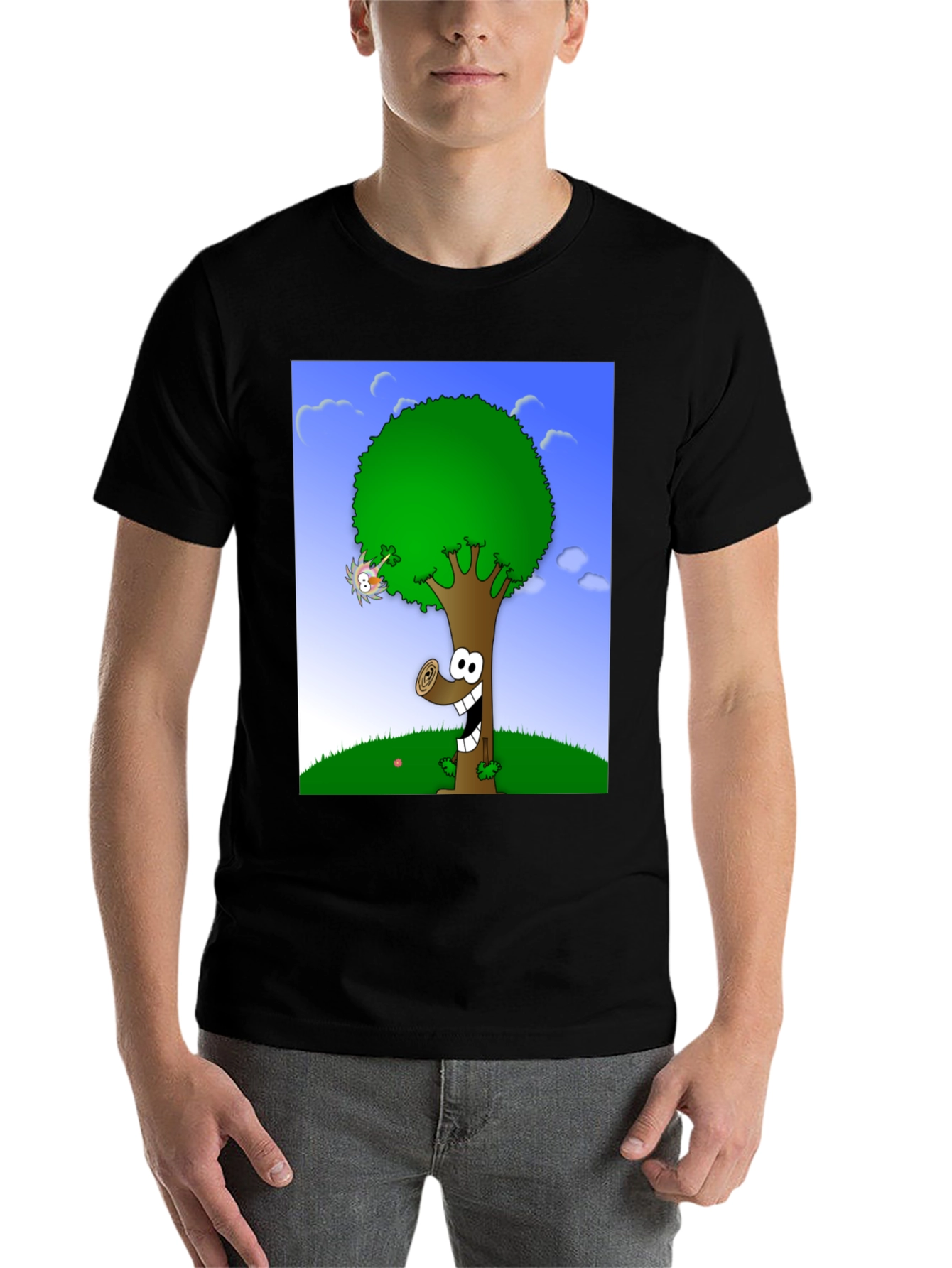 Black Cartoon Tree Graphic Tee view 7
