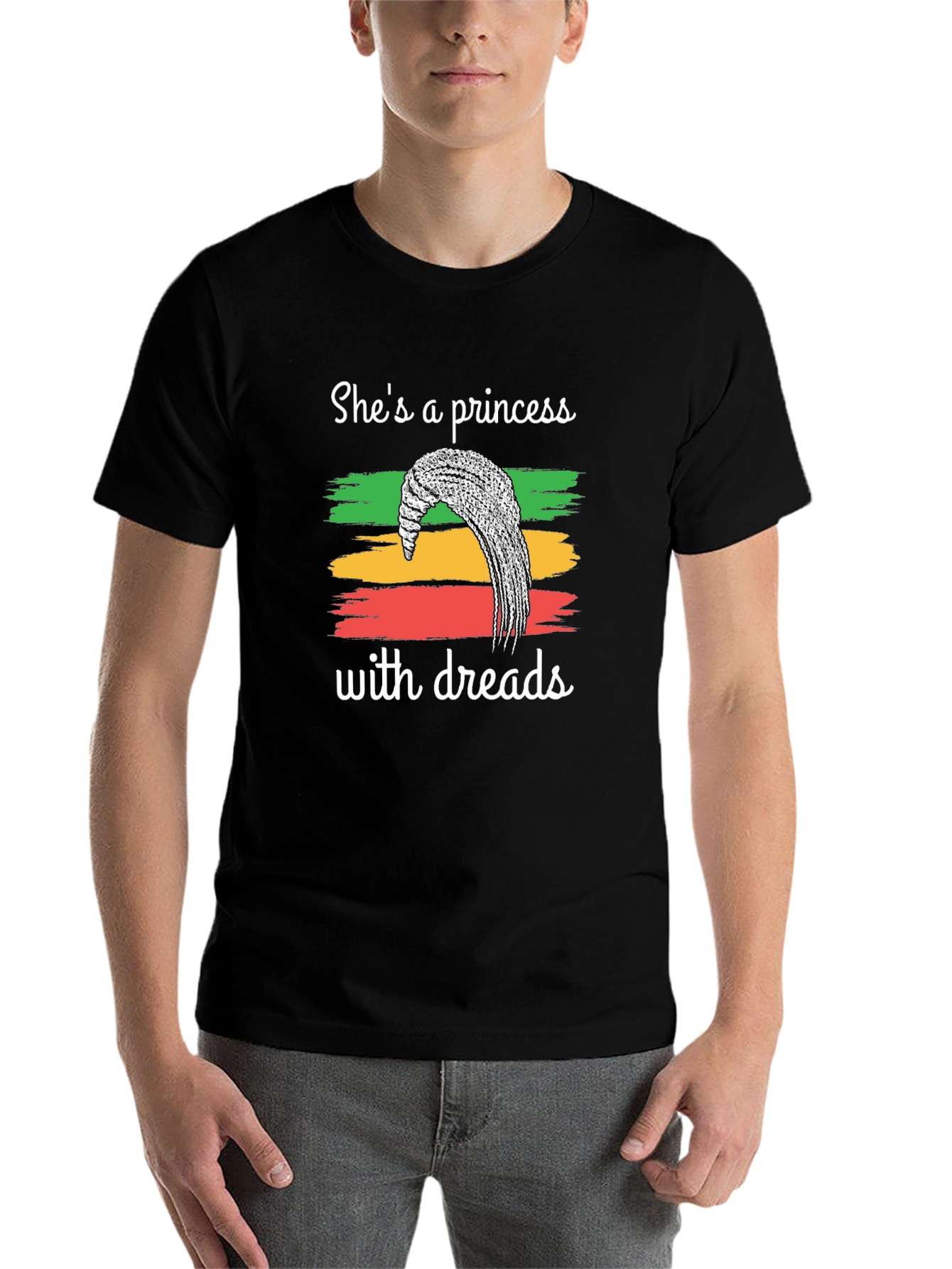 Black She's A Princess With Dreads Graphic T-Shirt view 7