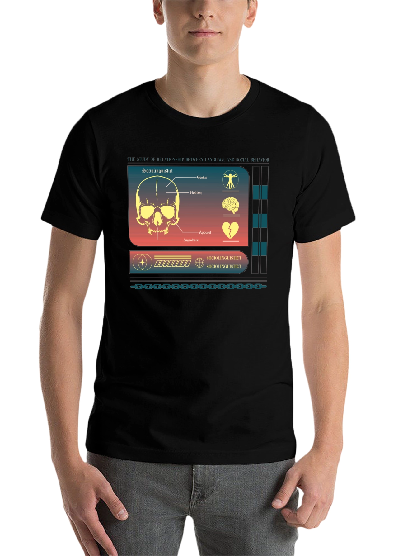 Black Sociolinguistic Diagram Graphic T-Shirt view 7