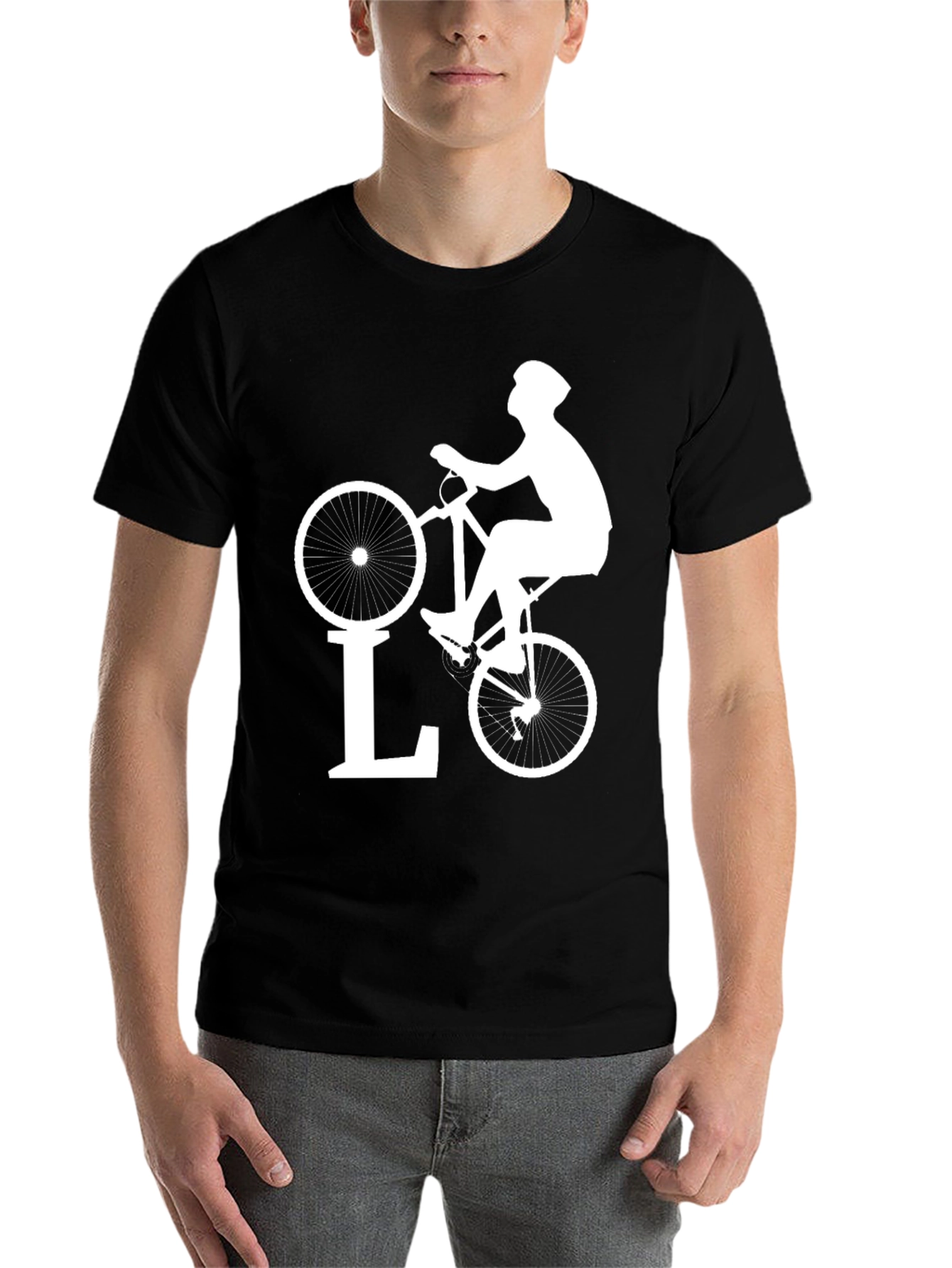 Black Cycling Love T-Shirt - Black Bike Design view 7