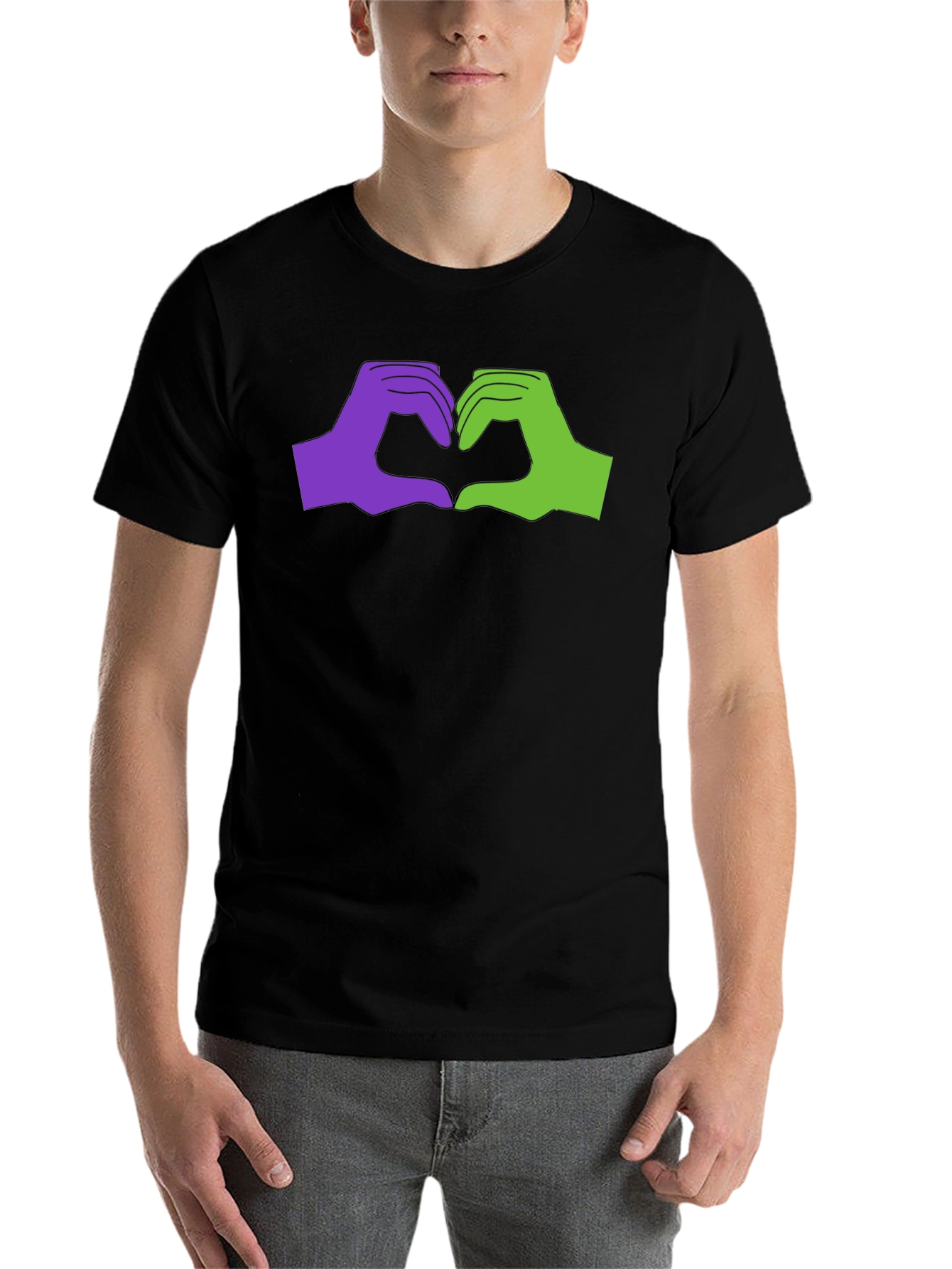 Black Love Sign Language Graphic Tee - Black Cotton T-Shirt view 7