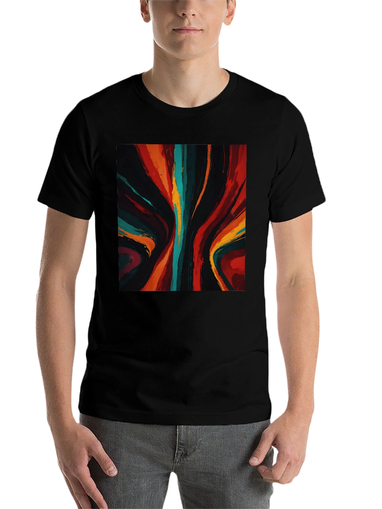 Black Abstract Art Graphic Tee - Bold Black Shirt view 7