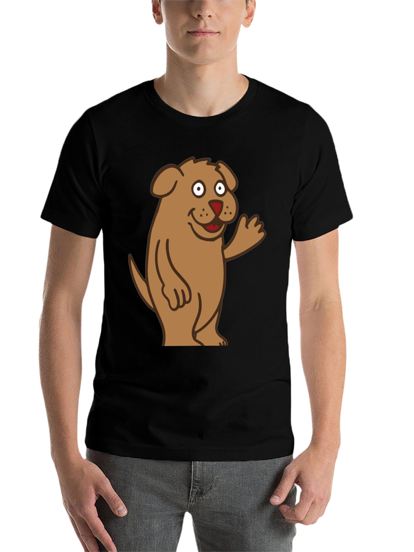 Black Funny Dog Cartoon Black T-Shirt view 7