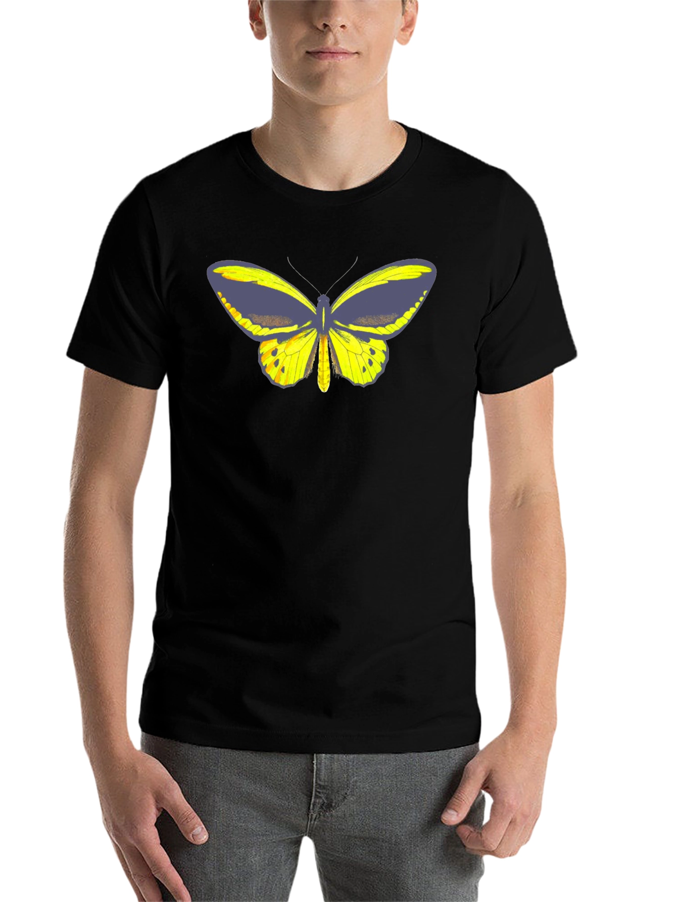 Black Butterfly Graphic Tee - Black Cotton Casual T-Shirt view 7
