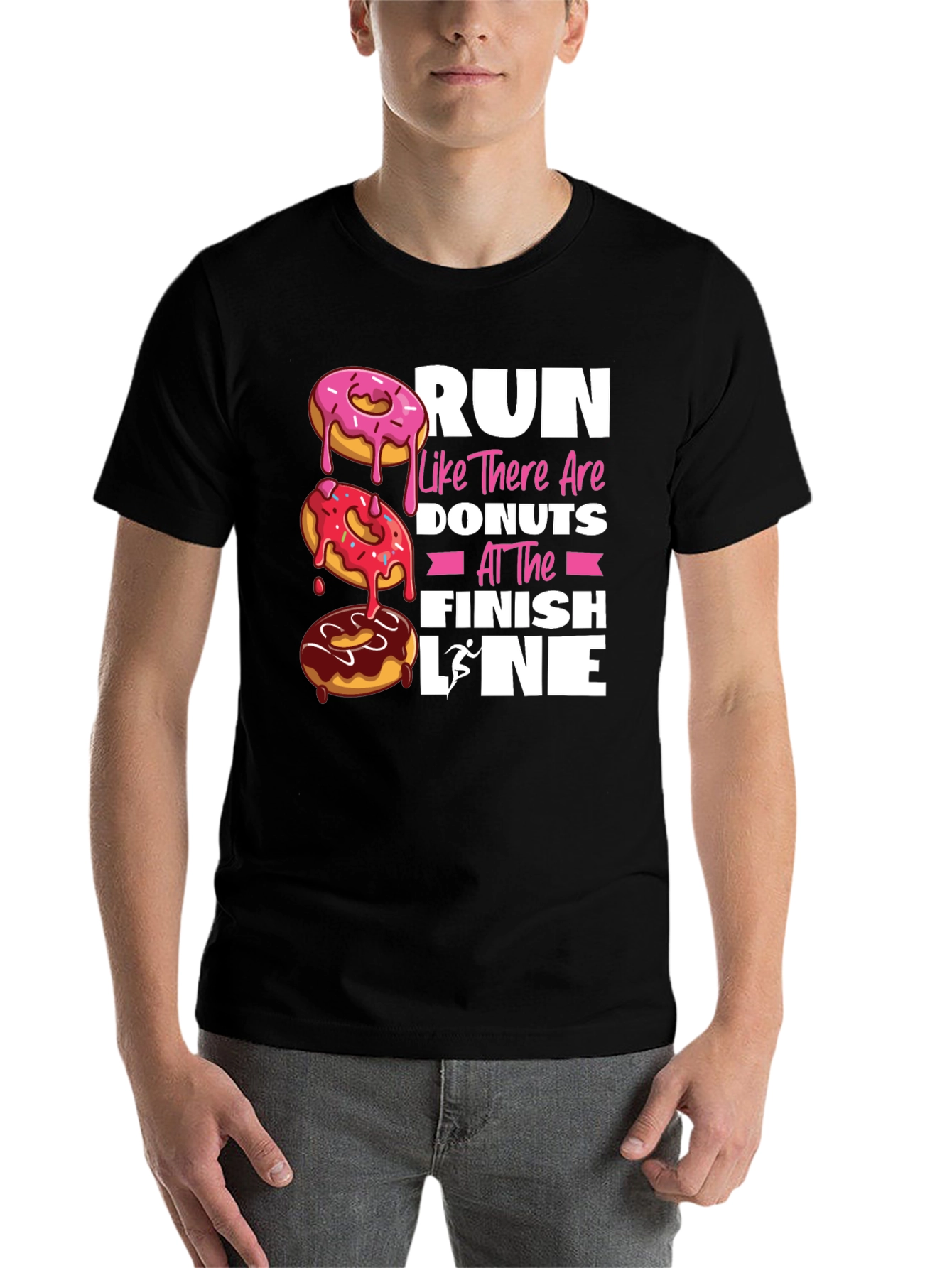 Black Run for Donuts T-Shirt - Funny Fitness Apparel view 7