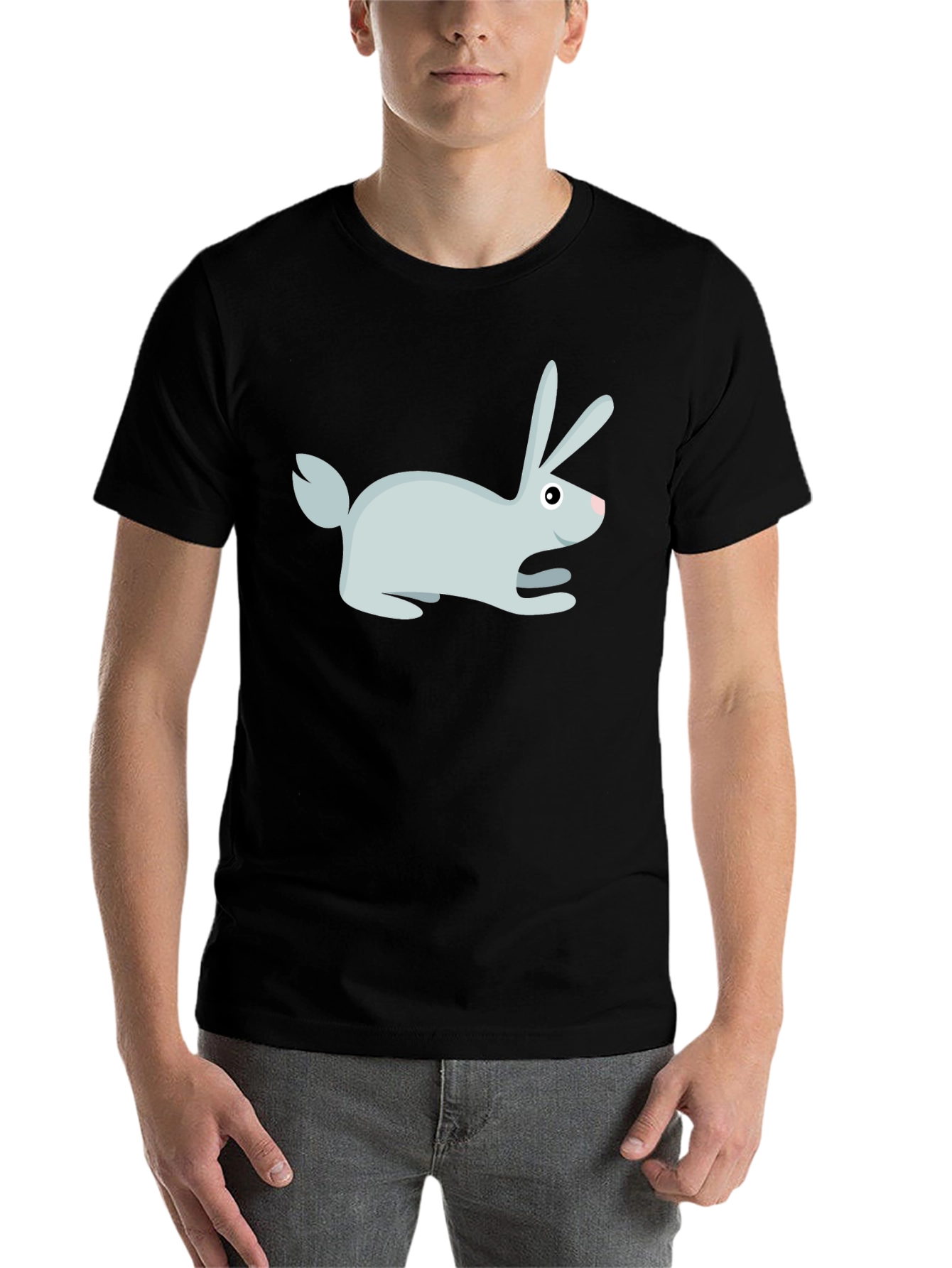 Black Rabbit Graphic Print Crew Neck T-Shirt view 7