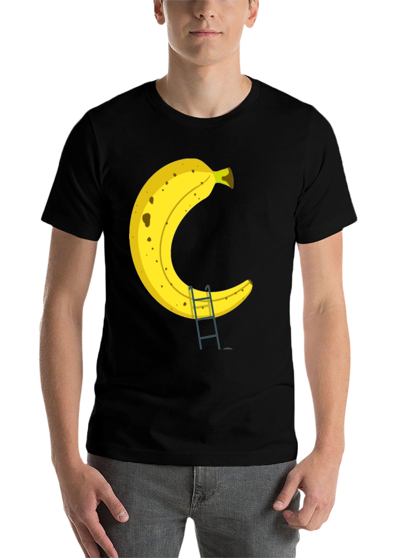 Black Banana Ladder Black T-Shirt - Funny Fruit Graphic Tee view 7