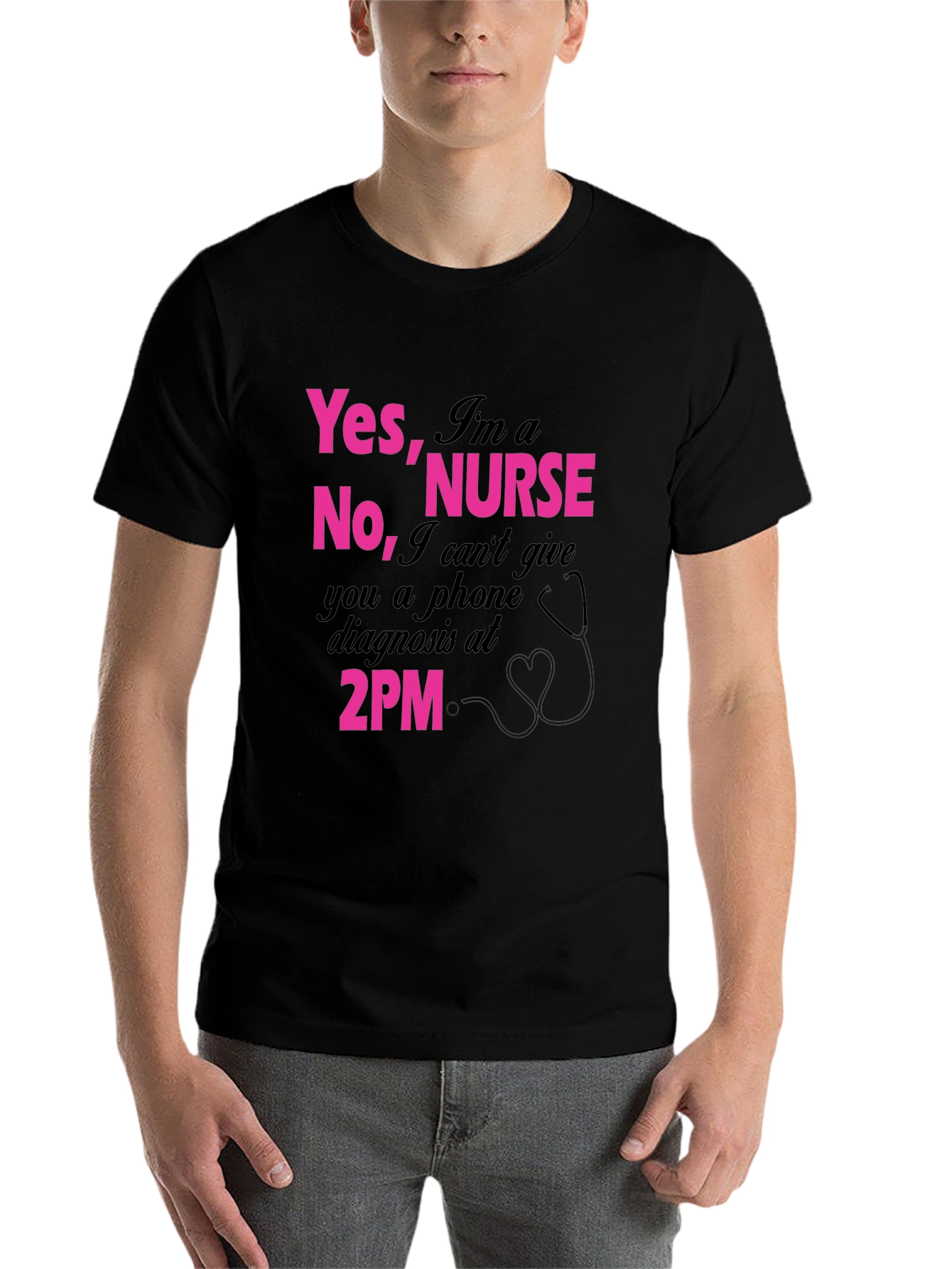 Black Funny Nurse T-Shirt - Yes I'm a Nurse - Black view 7