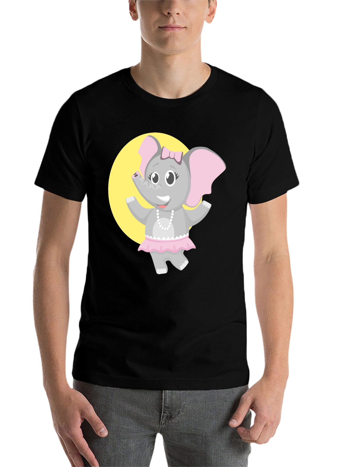 Black Elephant Ballerina T-Shirt - Fun Cartoon Design view 7