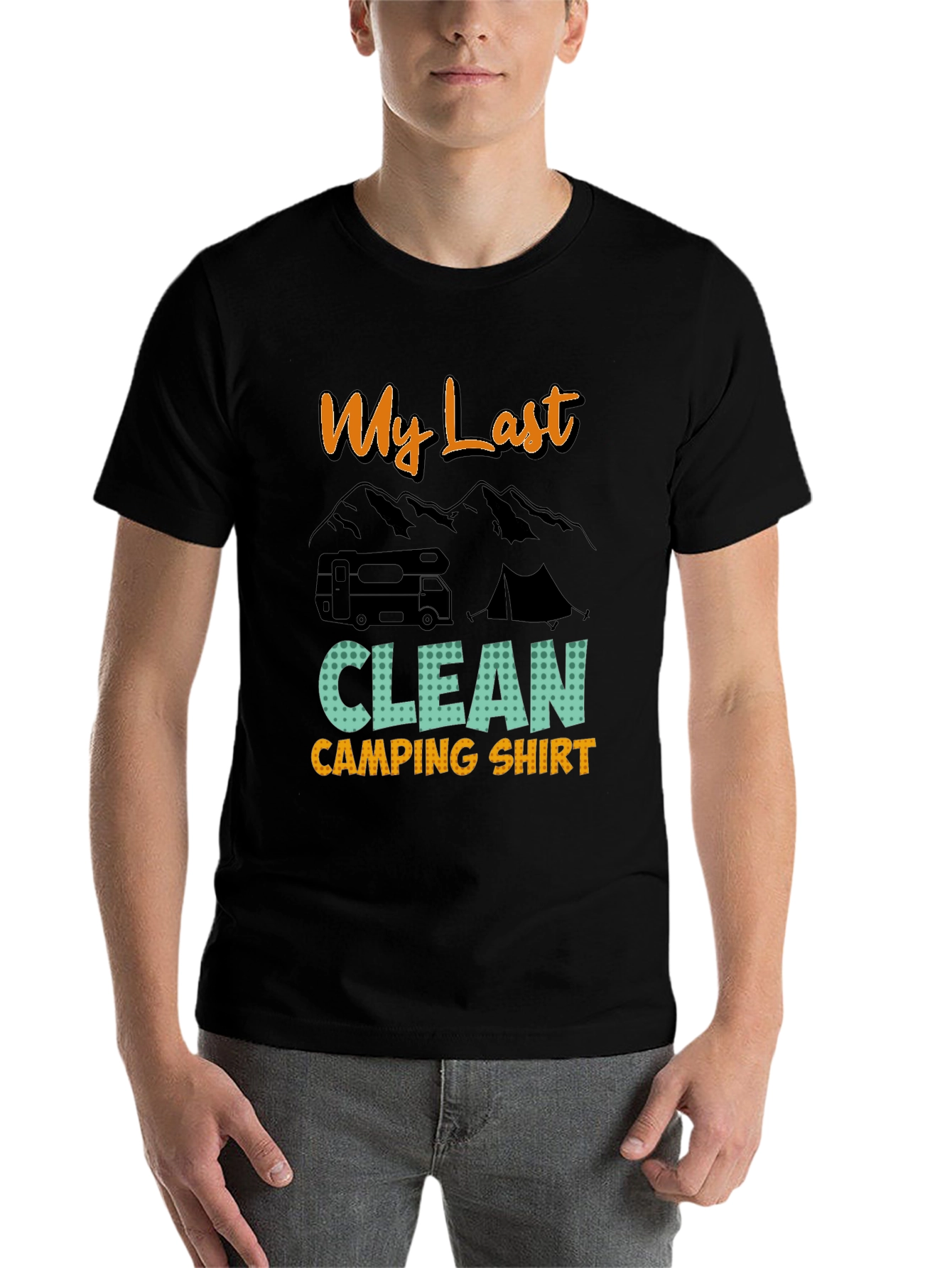 Black My Last Clean Camping Shirt - Graphic Tee view 7