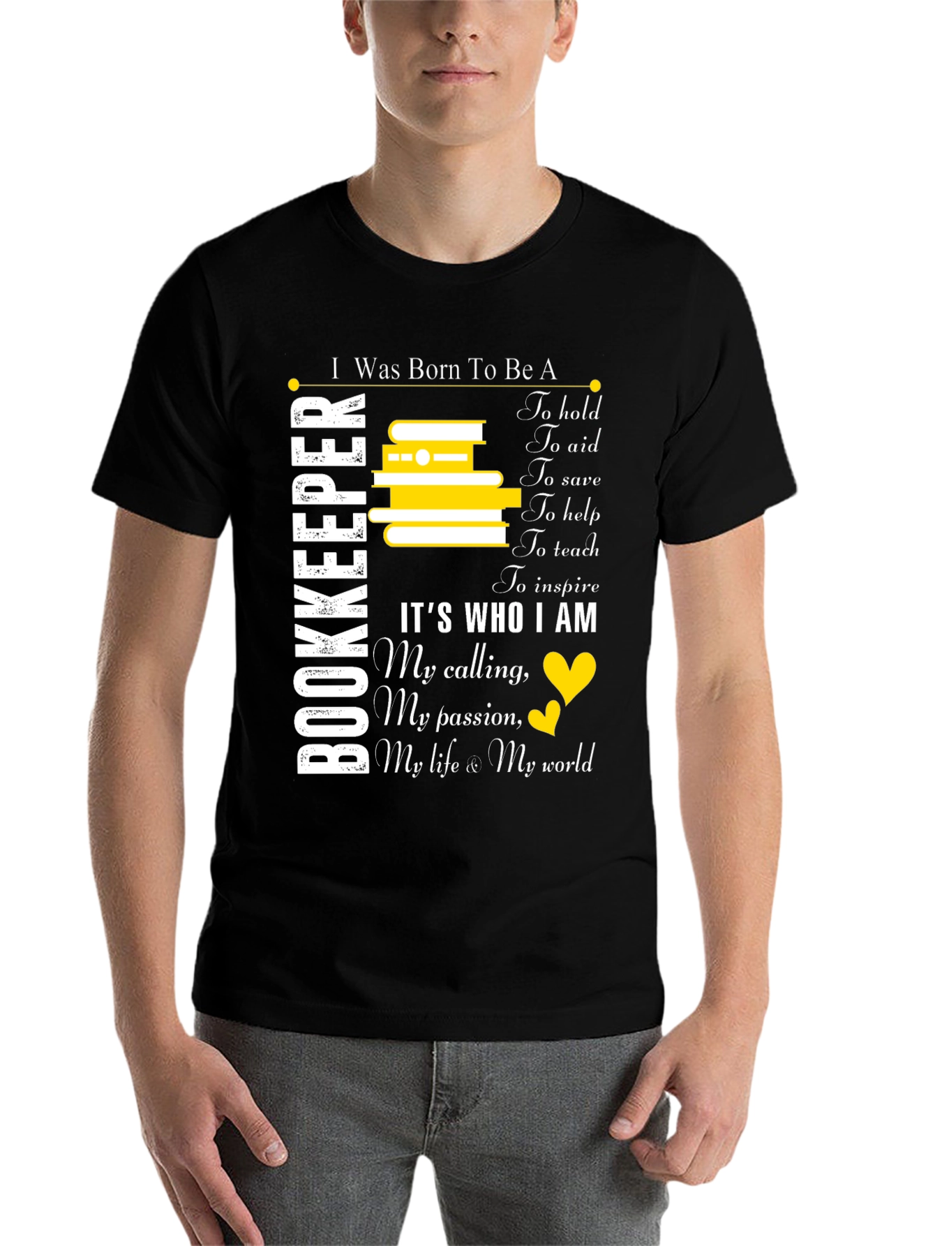 Black Bookkeeper Gift T-Shirt: Born To Be A Bookkeeper view 7